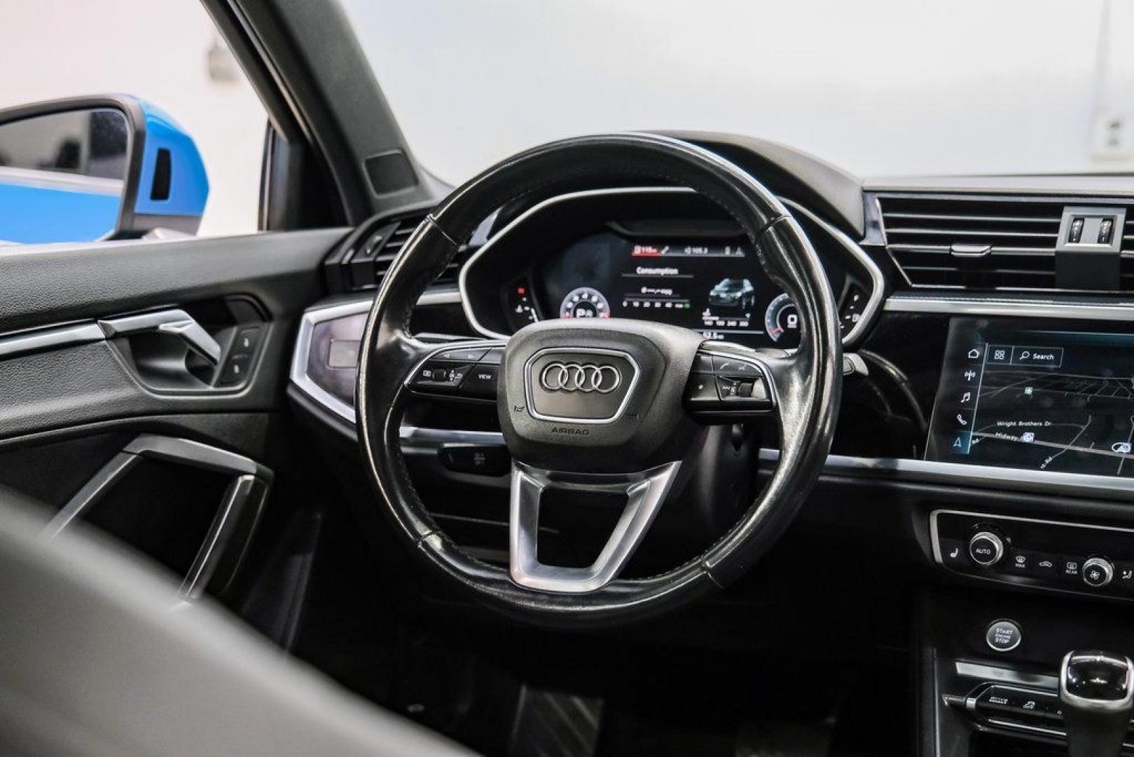 2020 Blue /Rotor Gray W/Anthracite Audi Q3 Premium Plus S line (WA1EEDF37L1) with an 2.0L 4-Cylinder TFSI engine, Automatic transmission, located at 15300 Midway Rd., Addison, TX, 75001, (972) 702-0011, 32.958321, -96.838074 - 020 Audi Q3 S line Premium Plus Quattro<br><br>Now Available at Midway Auto Group, Addison, Texas<br><br>Stylish, compact, and packed with premium features the 2020 Audi Q3 S line Premium Plus Quattro delivers upscale comfort and confident performance in a versatile small SUV. With its S line exteri- Photo#15