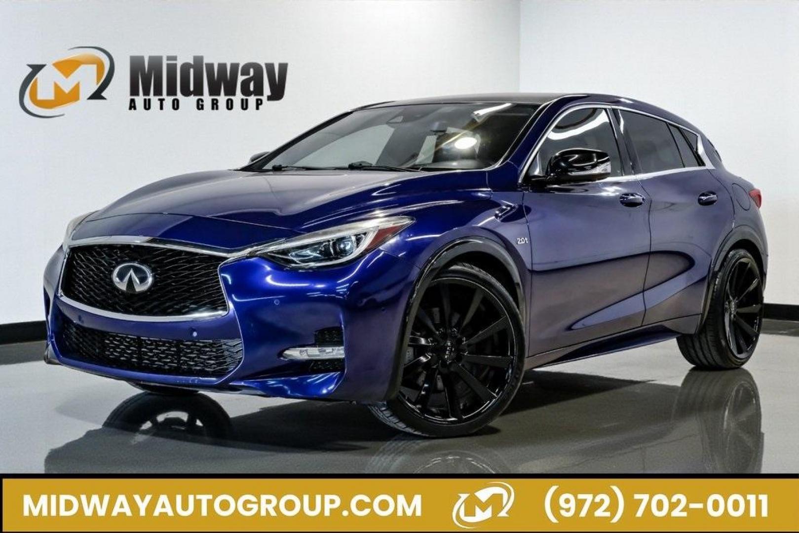 2019 Ink Blue /Graphite INFINITI QX30 Sport (SJKCH5CP8KA) with an 2.0L I4 DOHC Turbocharged engine, Automatic transmission, located at 15300 Midway Rd., Addison, TX, 75001, (972) 702-0011, 32.958321, -96.838074 - Photo#0