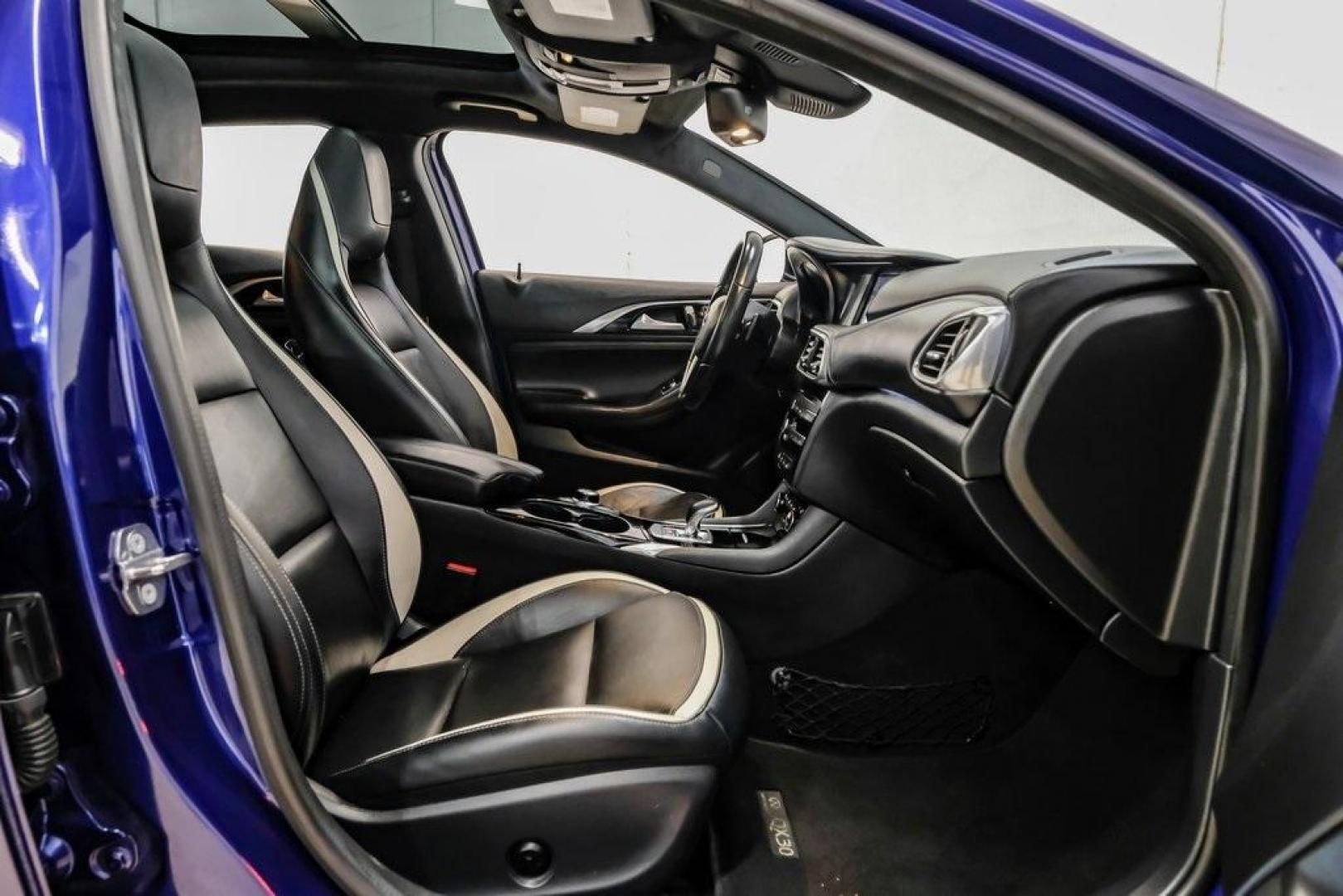 2019 Ink Blue /Graphite INFINITI QX30 Sport (SJKCH5CP8KA) with an 2.0L I4 DOHC Turbocharged engine, Automatic transmission, located at 15300 Midway Rd., Addison, TX, 75001, (972) 702-0011, 32.958321, -96.838074 - 2019 INFINITI QX30 Sport<br><br>Now Available at Midway Auto Group, Addison, Texas<br><br>Aggressive, athletic, and premium the 2019 INFINITI QX30 Sport stands out with its lower stance, sport-tuned suspension, upgraded interior, and bold styling enhancements. As the performance-oriented model in th - Photo#41