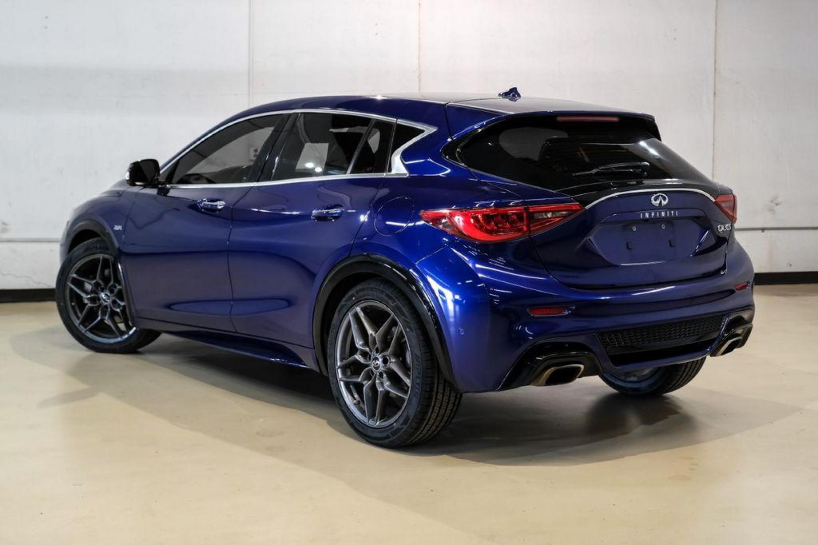2019 Ink Blue /Graphite INFINITI QX30 Sport (SJKCH5CP8KA) with an 2.0L I4 DOHC Turbocharged engine, Automatic transmission, located at 15300 Midway Rd., Addison, TX, 75001, (972) 702-0011, 32.958321, -96.838074 - 2019 INFINITI QX30 Sport<br><br>Now Available at Midway Auto Group, Addison, Texas<br><br>Aggressive, athletic, and premium the 2019 INFINITI QX30 Sport stands out with its lower stance, sport-tuned suspension, upgraded interior, and bold styling enhancements. As the performance-oriented model in th - Photo#10