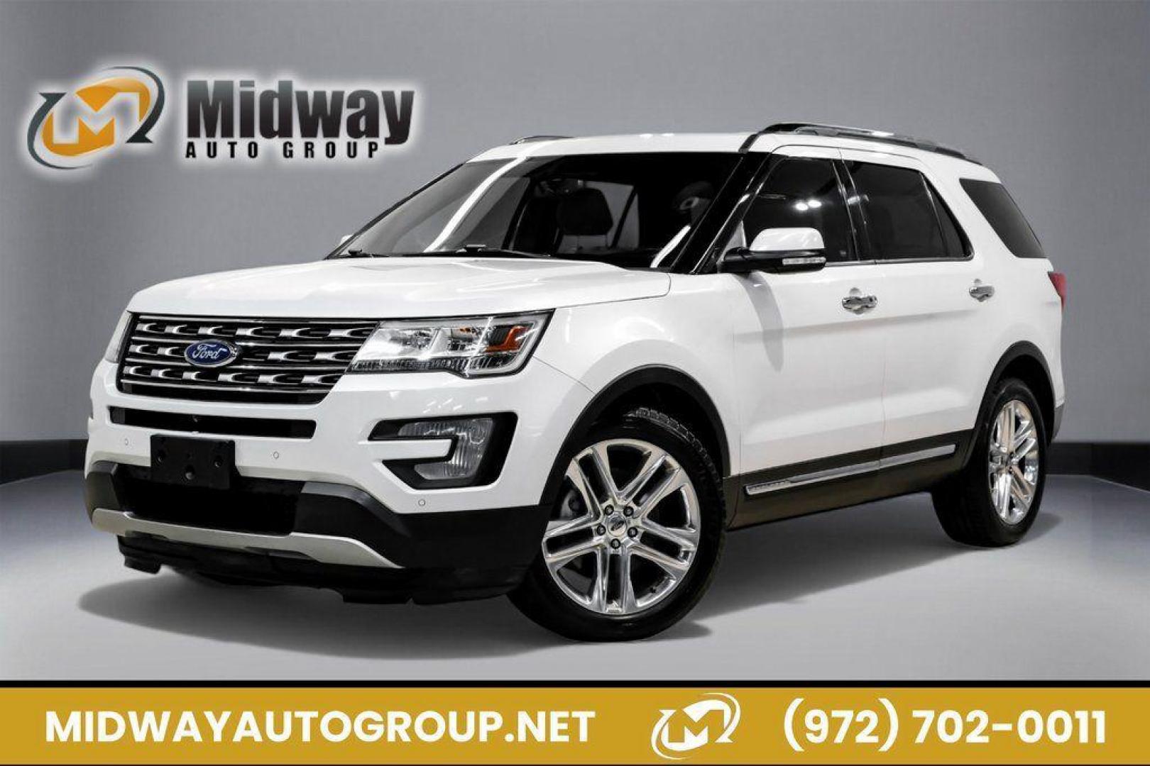 2017 White Platinum /Med Light Camel Ford Explorer Limited (1FM5K7FH9HG) with an 2.3L I4 EcoBoost engine, Automatic transmission, located at 15300 Midway Rd., Addison, TX, 75001, (972) 702-0011, 32.958321, -96.838074 - 2017 Ford Explorer Limited<br><br>Now Available at Midway Auto Group, Addison, Texas<br><br>Refined, spacious, and packed with premium the 2017 Ford Explorer Limited delivers the perfect blend of comfort, technology, and capability. As one of the highest trims available, the Limited model elevates t - Photo#0