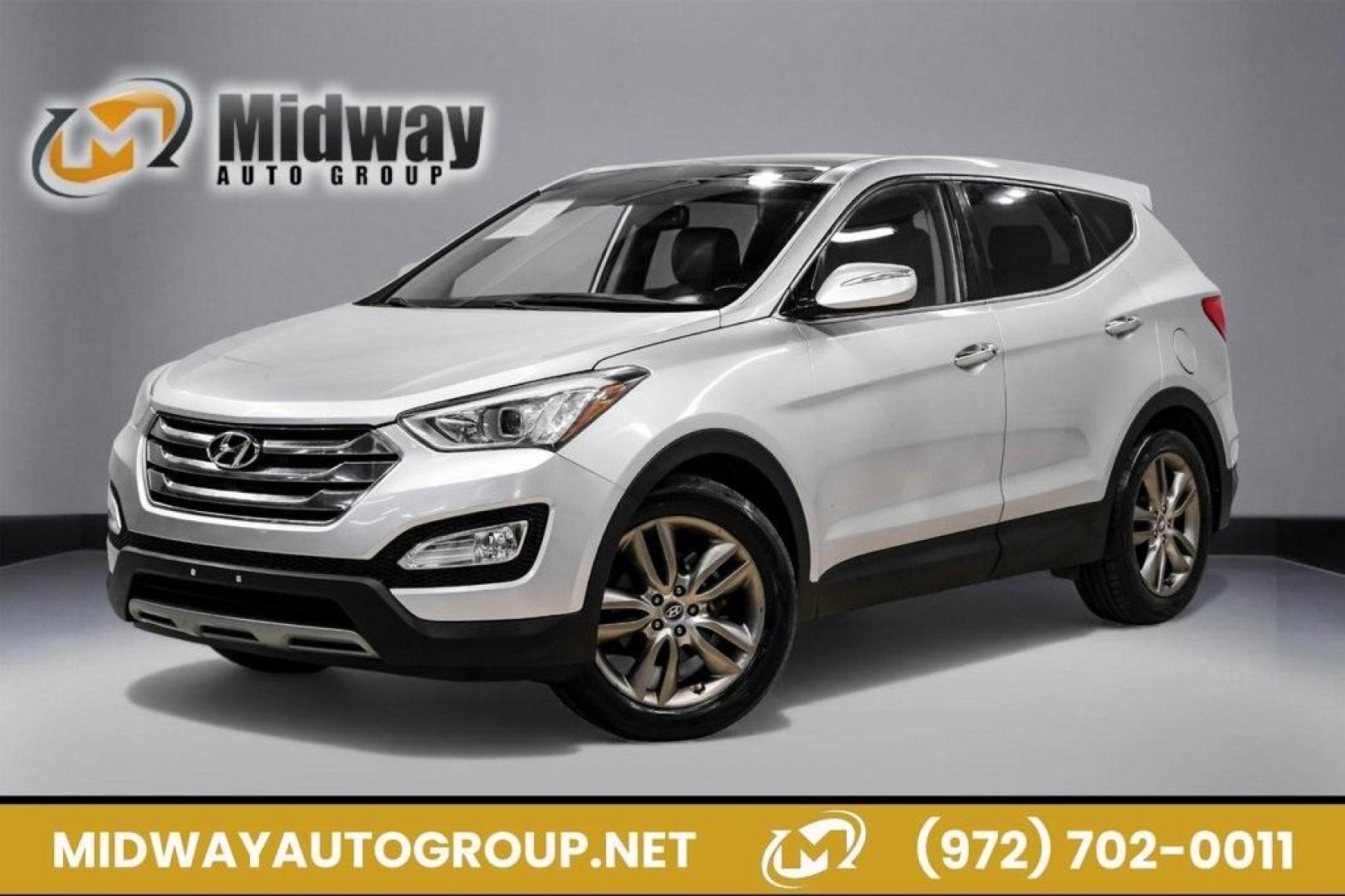 2013 Moonstone Silver /Gray Hyundai Santa Fe Sport 2.0L Turbo (5XYZW3LA7DG) with an 2.0L I4 DGI DOHC 16V Turbocharged engine, Automatic transmission, located at 15300 Midway Rd., Addison, TX, 75001, (972) 702-0011, 32.958321, -96.838074 - Photo#0