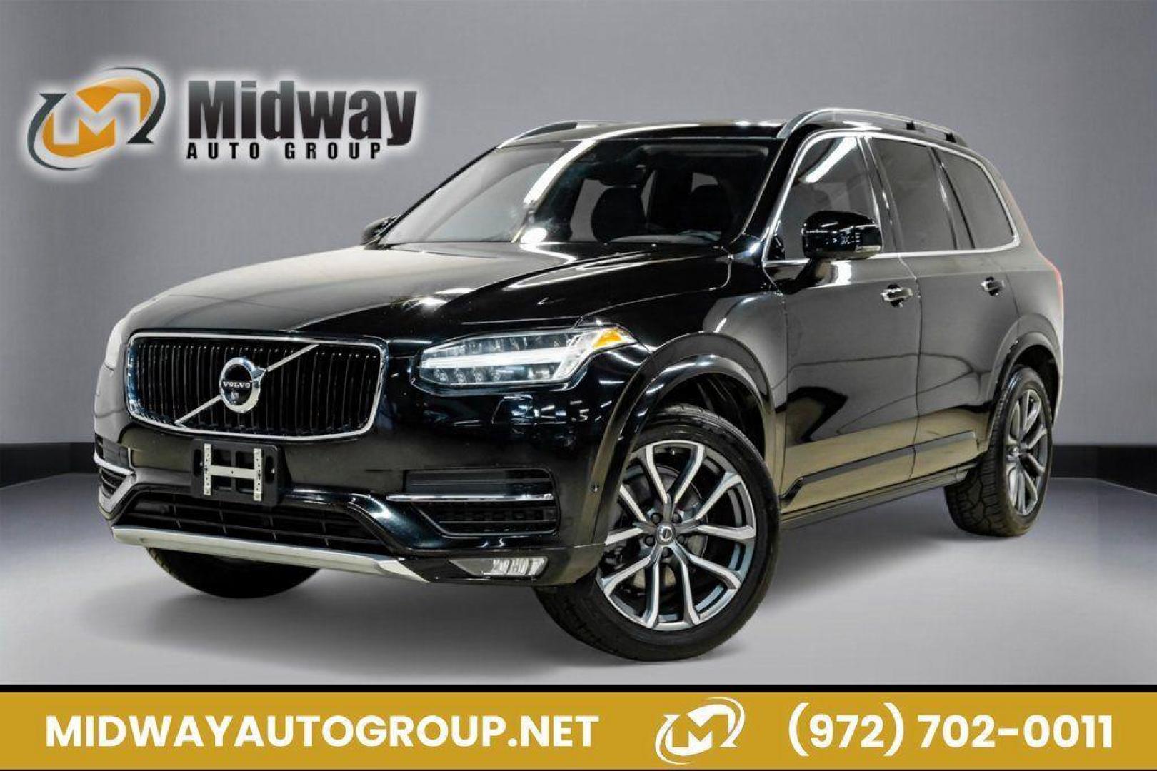 2017 Onyx Black Metallic /Charcoal Volvo XC90 T6 Momentum (YV4A22PK7H1) with an I4 Supercharged engine, Automatic transmission, located at 15300 Midway Rd., Addison, TX, 75001, (972) 702-0011, 32.958321, -96.838074 - 2017 Volvo XC90 T6 Momentum AWD<br><br>Now Available at Midway Auto Group, Addison, Texas<br><br>Elegant, safe, and exceptionally refined, the 2017 Volvo XC90 T6 Momentum AWD combines Scandinavian luxury with advanced engineering and award-winning safety. With its premium interior, powerful twin-cha - Photo#0