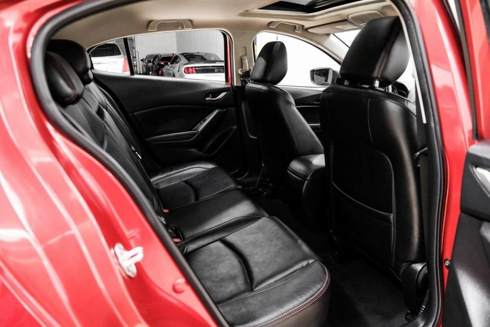 2015 Soul Red Metallic /Black Mazda Mazda3 i Grand Touring (3MZBM1M79FM) with an SKYACTIV-G 2.0L 4-Cylinder DOHC 16V engine, Manual transmission, located at 15300 Midway Rd., Addison, TX, 75001, (972) 702-0011, 32.958321, -96.838074 - Photo#41