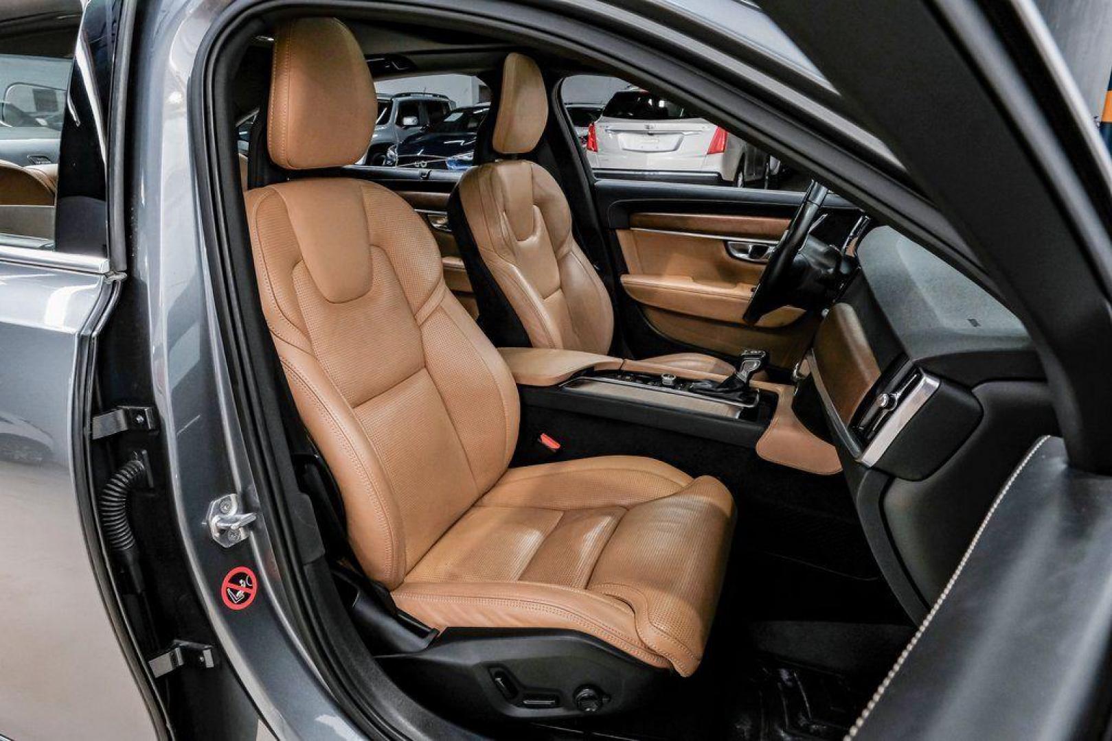 2017 Gray Metallic /Amber Volvo S90 T6 Inscription (YV1A22ML6H1) with an I4 Supercharged engine, Automatic transmission, located at 15300 Midway Rd., Addison, TX, 75001, (972) 702-0011, 32.958321, -96.838074 - HOME OF THE NO HAGGLE PRICE - WHOLESALE PRICES TO THE PUBLIC!! S90 T6 Inscription, 4D Sedan, I4 Supercharged, Automatic with Geartronic, AWD, Gray Metallic, Amber Leather. Priced below KBB Fair Purchase Price!<br><br>Gray Metallic 2017 Volvo S90 T6 Inscription<br><br>22/31 City/Highway MPG<br><br>Aw - Photo#44