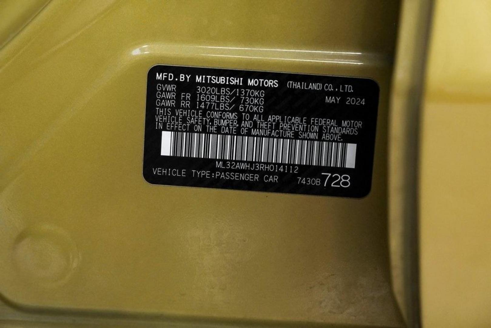 2024 Sand Mitsubishi Mirage Black Edition (ML32AWHJ3RH) with an 1.2L 3-Cylinder DOHC MIVEC engine, CVT transmission, located at 15300 Midway Rd., Addison, TX, 75001, (972) 702-0011, 32.958321, -96.838074 - Photo#58