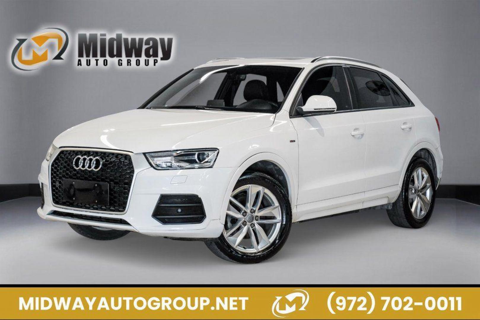 2018 White /Black Audi Q3 2.0T Premium (WA1BCCFS0JR) with an 2.0L 4-Cylinder TFSI engine, Automatic transmission, located at 15300 Midway Rd., Addison, TX, 75001, (972) 702-0011, 32.958321, -96.838074 - Photo#0
