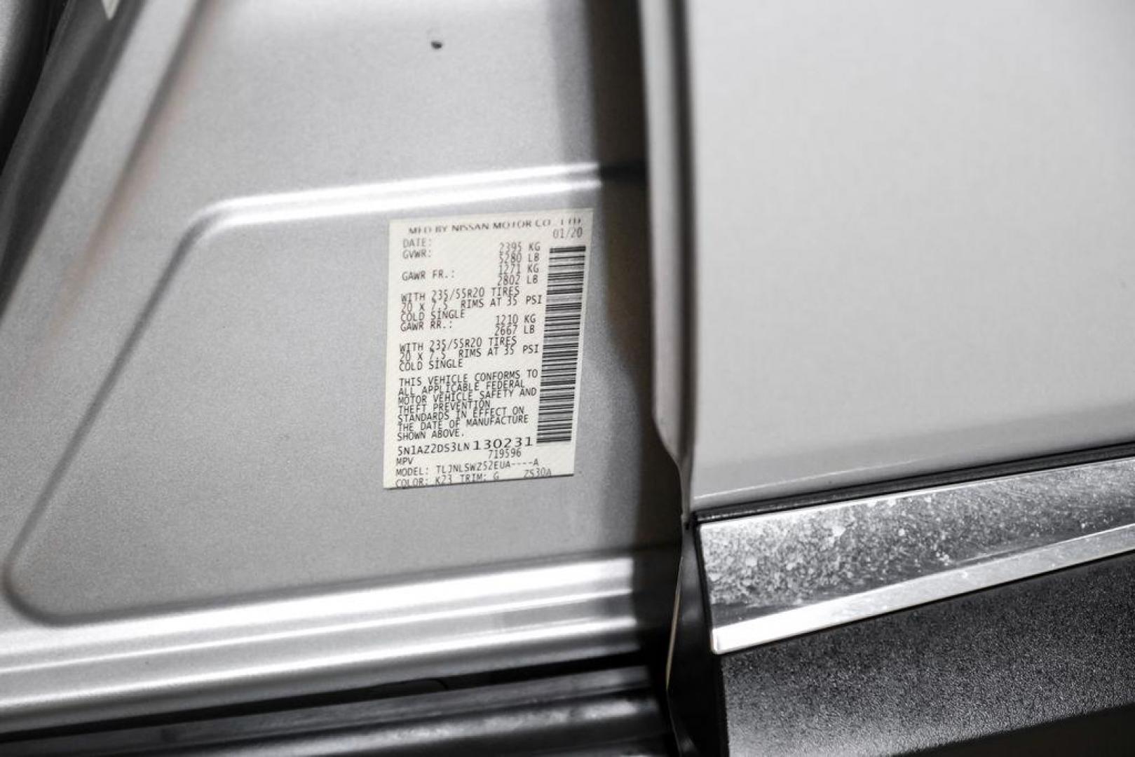 2020 Brilliant Silver Metallic /Graphite Nissan Murano Platinum (5N1AZ2DS3LN) with an 3.5L V6 DOHC 24V engine, CVT transmission, located at 15300 Midway Rd., Addison, TX, 75001, (972) 702-0011, 32.958321, -96.838074 - Photo#61