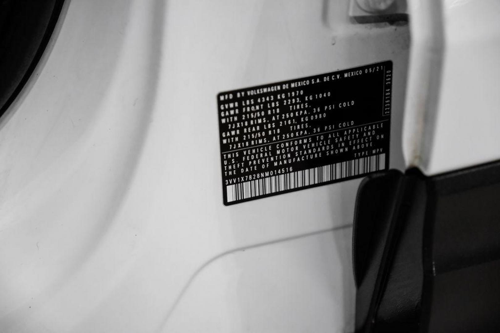 2022 Pure White /Gray/Black Volkswagen Taos 1.5T SEL (3VV1X7B28NM) with an 1.5L I4 Turbocharged DOHC 16V LEV3-SULEV30 158hp engine, Automatic transmission, located at 15300 Midway Rd., Addison, TX, 75001, (972) 702-0011, 32.958321, -96.838074 - Photo#60