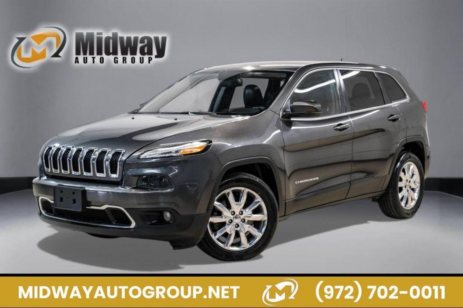 2017 Granite Crystal Metallic Clearcoat /Black Jeep Cherokee Limited (1C4PJLDB2HW) with an 2.4L 4-Cylinder SMPI SOHC engine, Automatic transmission, located at 15300 Midway Rd., Addison, TX, 75001, (972) 702-0011, 32.958321, -96.838074 - Photo#0