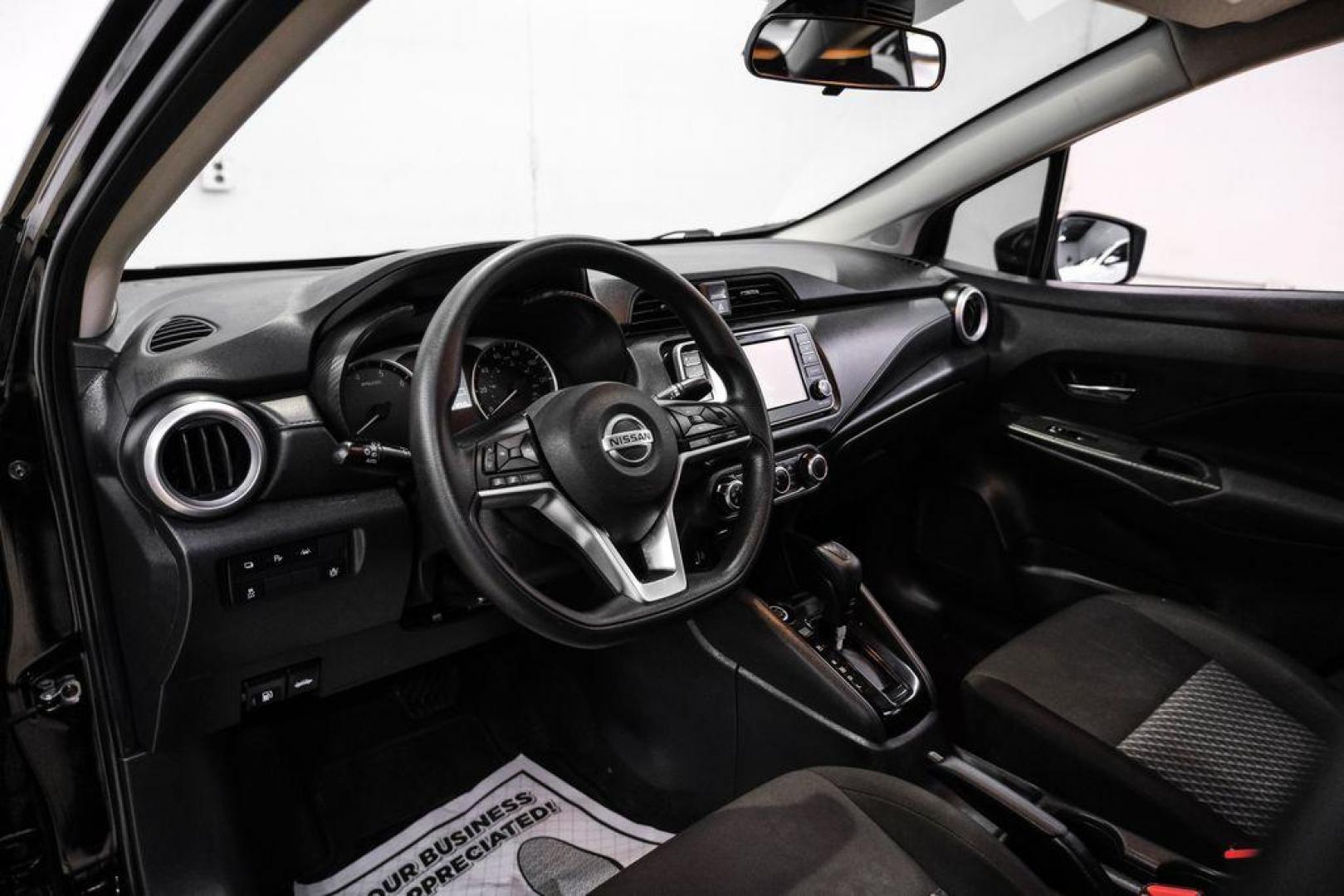 2021 Super Black Metallic /Charcoal Nissan Versa 1.6 S (3N1CN8DV2ML) with an 1.6L 4-Cylinder DOHC 16V engine, CVT transmission, located at 15300 Midway Rd., Addison, TX, 75001, (972) 702-0011, 32.958321, -96.838074 - Photo#2