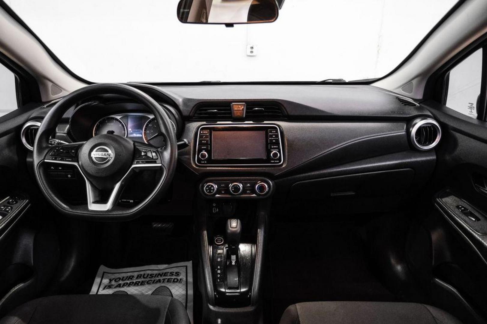 2021 Super Black Metallic /Charcoal Nissan Versa 1.6 S (3N1CN8DV2ML) with an 1.6L 4-Cylinder DOHC 16V engine, CVT transmission, located at 15300 Midway Rd., Addison, TX, 75001, (972) 702-0011, 32.958321, -96.838074 - Photo#14