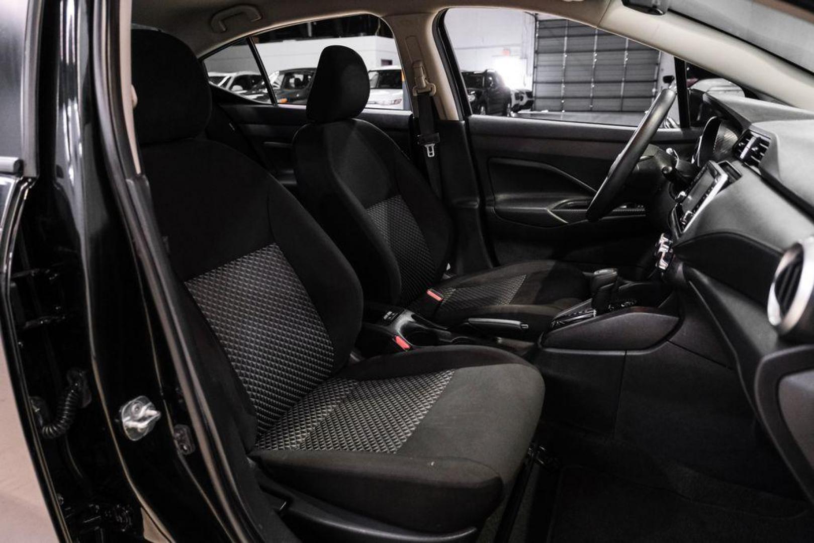 2021 Super Black Metallic /Charcoal Nissan Versa 1.6 S (3N1CN8DV2ML) with an 1.6L 4-Cylinder DOHC 16V engine, CVT transmission, located at 15300 Midway Rd., Addison, TX, 75001, (972) 702-0011, 32.958321, -96.838074 - Photo#33