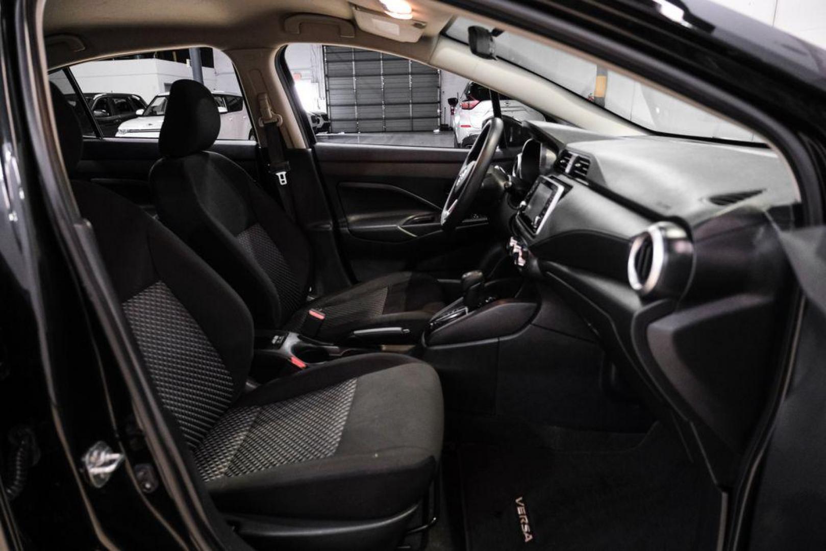 2021 Super Black Metallic /Charcoal Nissan Versa 1.6 S (3N1CN8DV2ML) with an 1.6L 4-Cylinder DOHC 16V engine, CVT transmission, located at 15300 Midway Rd., Addison, TX, 75001, (972) 702-0011, 32.958321, -96.838074 - Photo#34