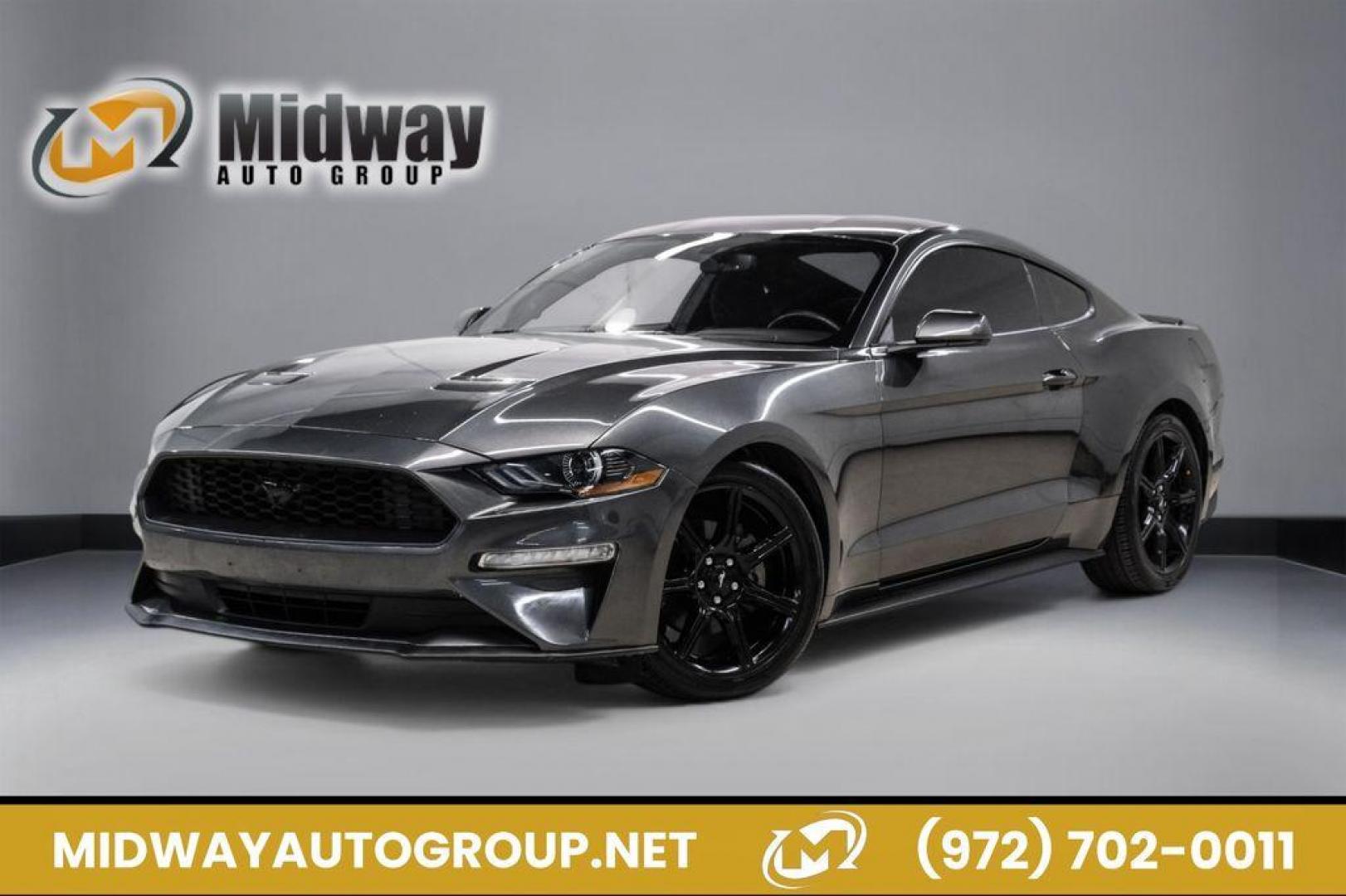 2020 Magnetic /Ebony Ford Mustang EcoBoost (1FA6P8TH2L5) with an 2.3L I4 Turbocharged EcoBoost engine, Automatic transmission, located at 15300 Midway Rd., Addison, TX, 75001, (972) 702-0011, 32.958321, -96.838074 - Photo#0