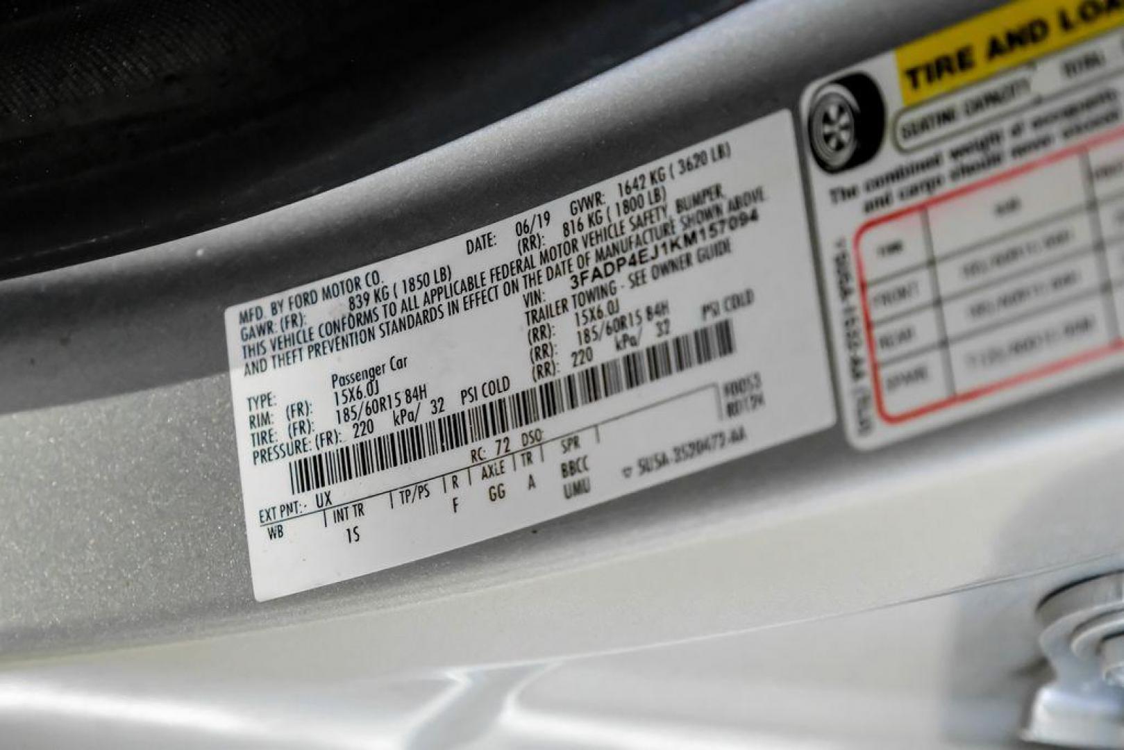 2019 Ingot Silver /Medium Light Stone Ford Fiesta SE (3FADP4EJ1KM) with an 1.6L I4 Ti-VCT engine, Automatic transmission, located at 15300 Midway Rd., Addison, TX, 75001, (972) 702-0011, 32.958321, -96.838074 - Photo#52