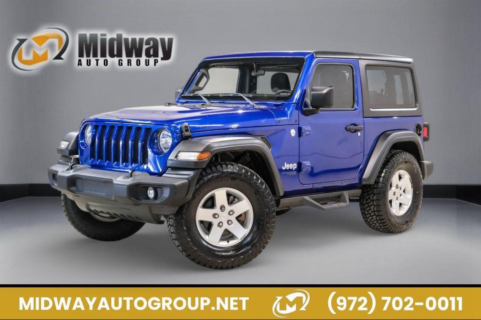 2018 Ocean Blue Metallic Clearcoat /Black Jeep Wrangler Sport (1C4GJXAG8JW) with an 3.6L V6 24V VVT engine, Automatic transmission, located at 15300 Midway Rd., Addison, TX, 75001, (972) 702-0011, 32.958321, -96.838074 - Photo#0