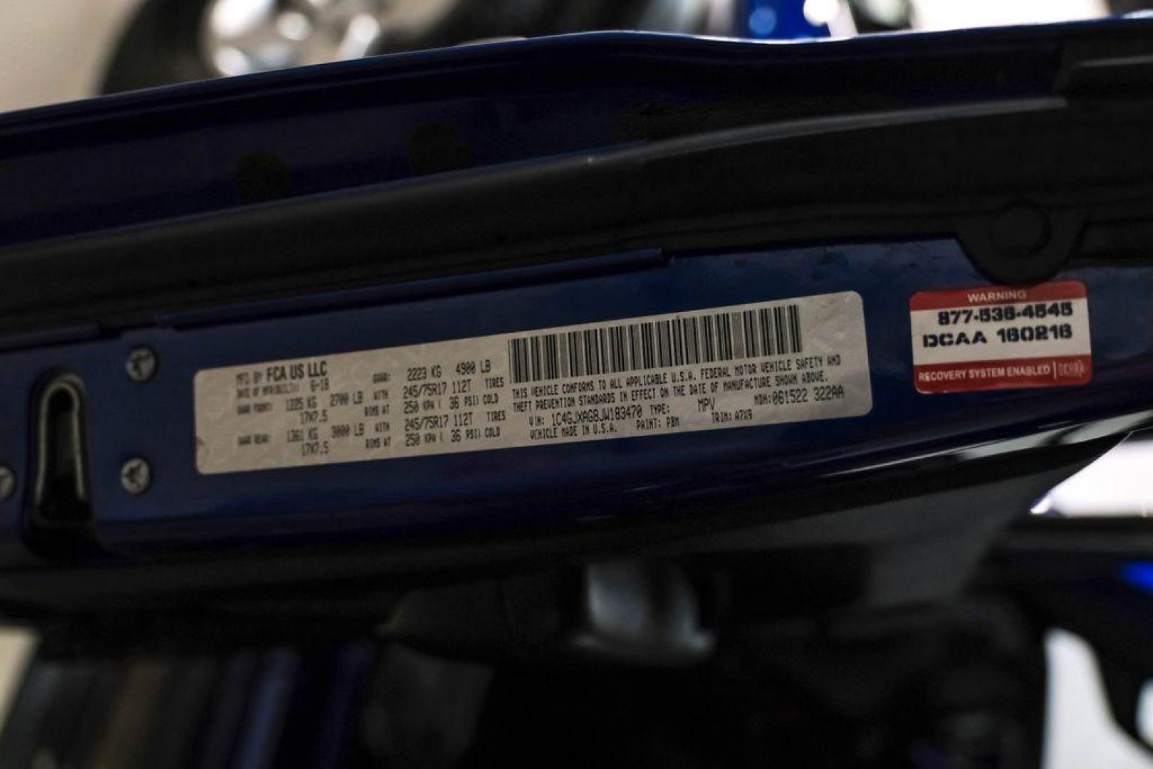 2018 Ocean Blue Metallic Clearcoat /Black Jeep Wrangler Sport (1C4GJXAG8JW) with an 3.6L V6 24V VVT engine, Automatic transmission, located at 15300 Midway Rd., Addison, TX, 75001, (972) 702-0011, 32.958321, -96.838074 - Photo#47