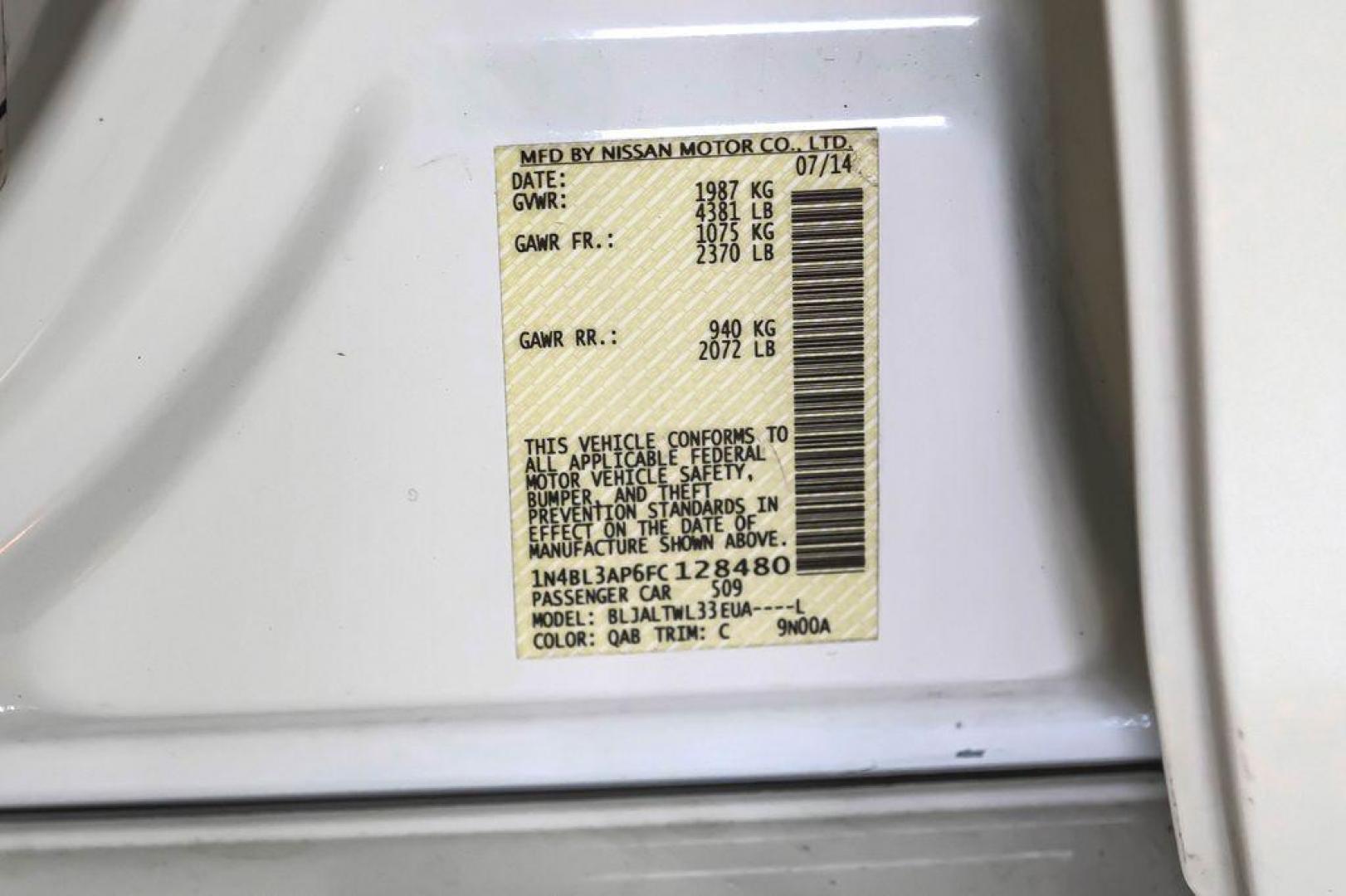 2015 Pearl White /Beige Nissan Altima 3.5 SL (1N4BL3AP6FC) with an 3.5L V6 DOHC 24V engine, CVT transmission, located at 15300 Midway Rd., Addison, TX, 75001, (972) 702-0011, 32.958321, -96.838074 - Photo#60