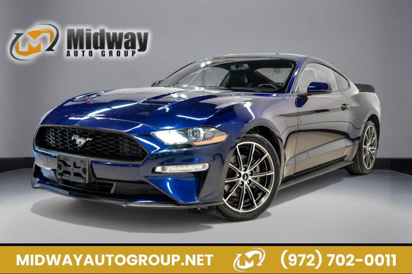 2019 Kona Blue Metallic /Ebony Ford Mustang EcoBoost Premium (1FA6P8TH6K5) with an EcoBoost 2.3L I4 GTDi DOHC Turbocharged VCT engine, Automatic transmission, located at 15300 Midway Rd., Addison, TX, 75001, (972) 702-0011, 32.958321, -96.838074 - Photo#0