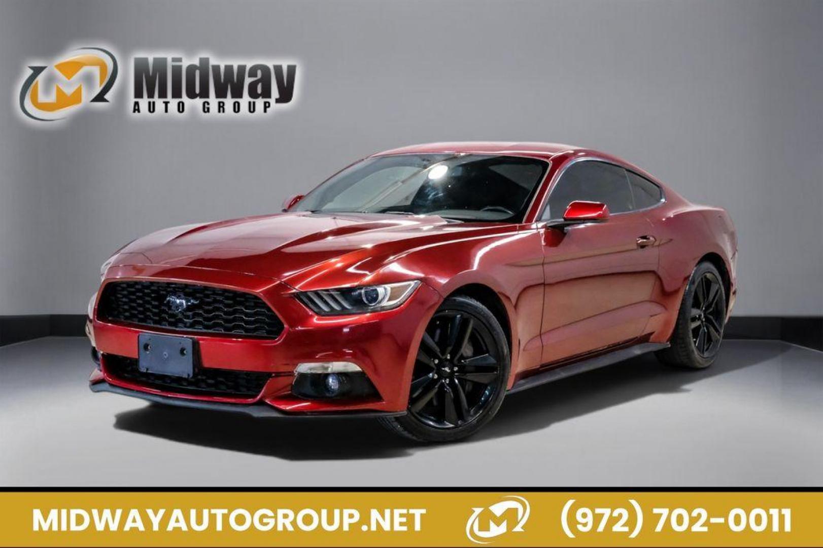 2017 Ruby Red Metallic /Ebony Ford Mustang EcoBoost (1FA6P8TH3H5) with an EcoBoost 2.3L I4 GTDi DOHC Turbocharged VCT engine, Automatic transmission, located at 15300 Midway Rd., Addison, TX, 75001, (972) 702-0011, 32.958321, -96.838074 - Photo#0