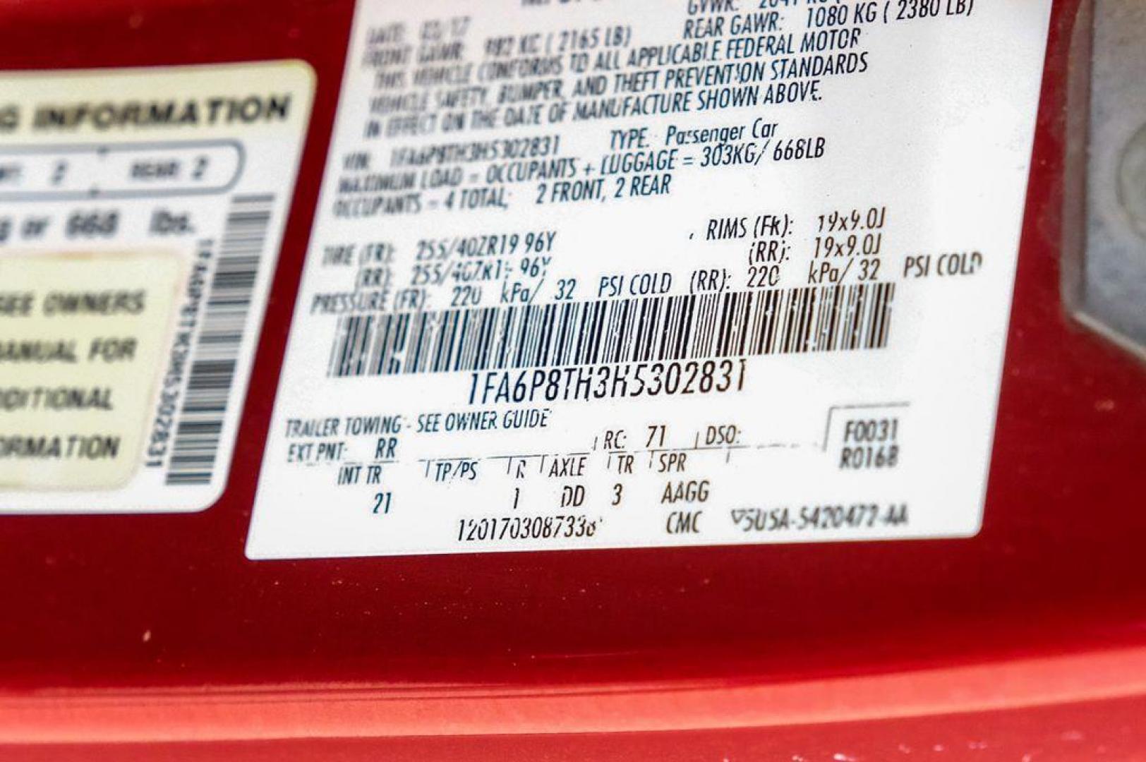 2017 Ruby Red Metallic /Ebony Ford Mustang EcoBoost (1FA6P8TH3H5) with an EcoBoost 2.3L I4 GTDi DOHC Turbocharged VCT engine, Automatic transmission, located at 15300 Midway Rd., Addison, TX, 75001, (972) 702-0011, 32.958321, -96.838074 - Photo#57