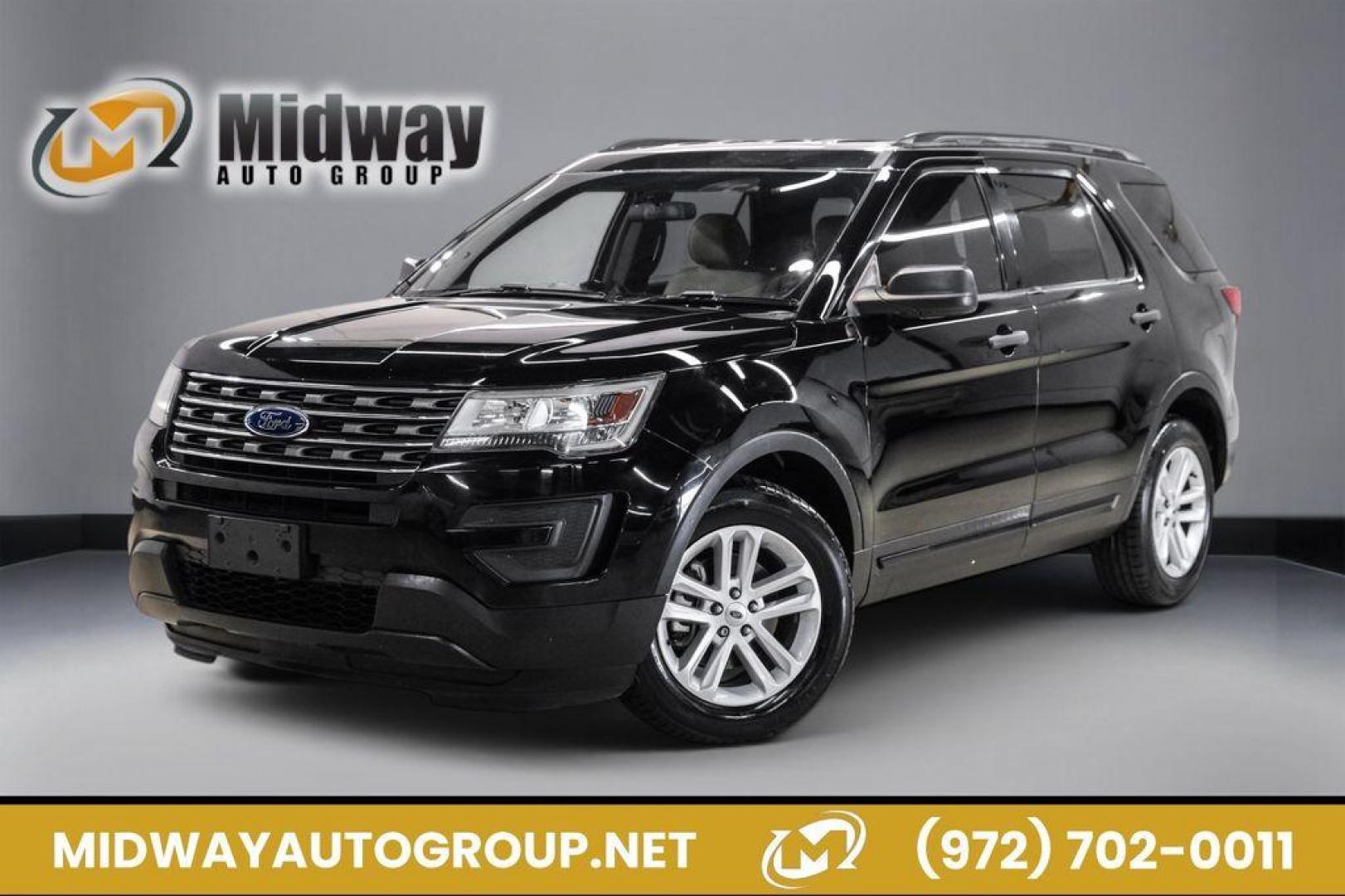 2017 Shadow Black /Medium Light Camel Ford Explorer Base (1FM5K7B81HG) with an 3.5L 6-Cylinder SMPI DOHC engine, Automatic transmission, located at 15300 Midway Rd., Addison, TX, 75001, (972) 702-0011, 32.958321, -96.838074 - Photo#0