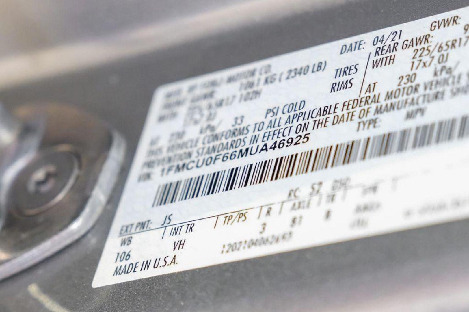 2021 Silver /Ebony Ford Escape S (1FMCU0F66MU) with an 1.5L EcoBoost engine, Automatic transmission, located at 15300 Midway Rd., Addison, TX, 75001, (972) 702-0011, 32.958321, -96.838074 - Photo#62