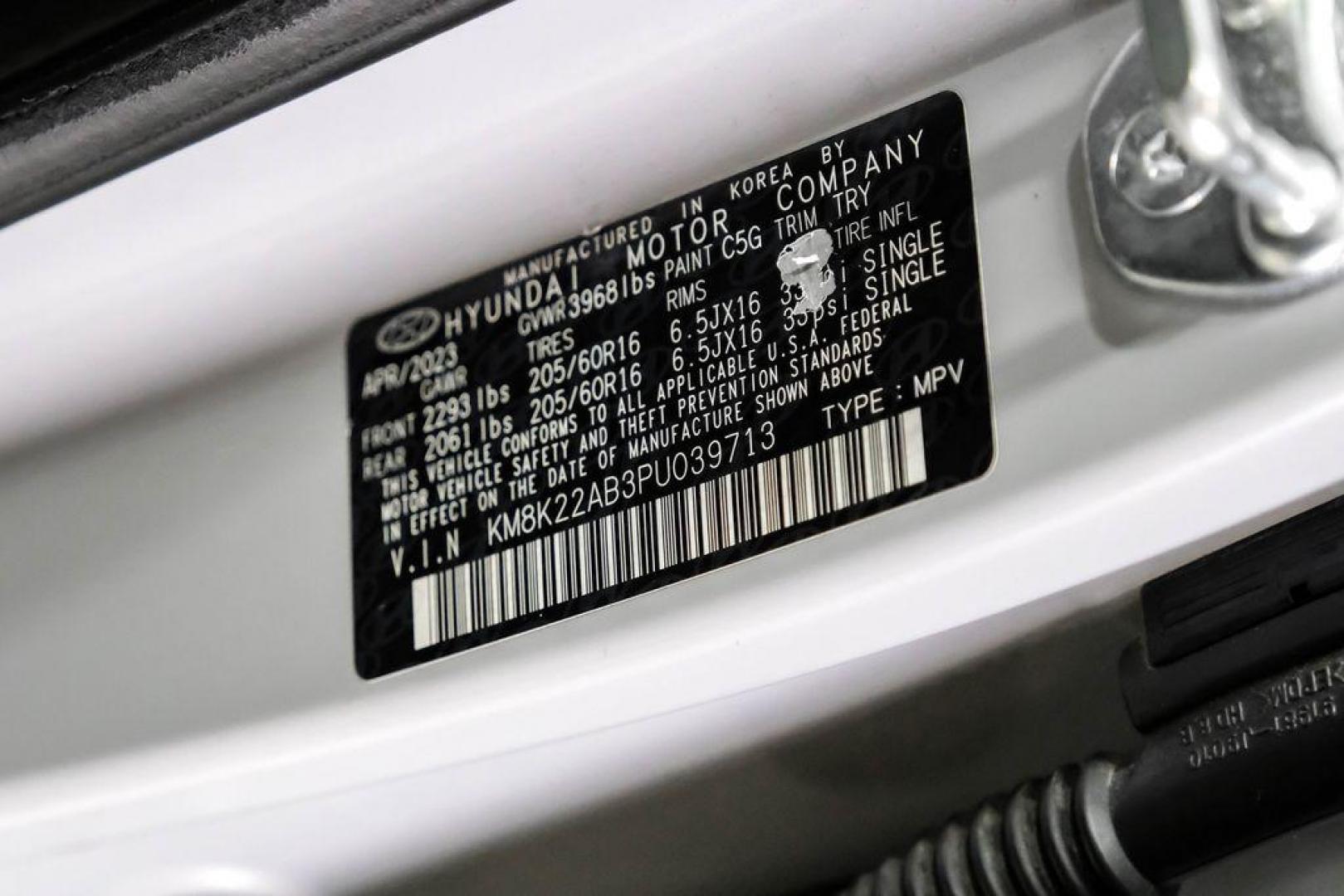 2023 Silver /Black Hyundai Kona SE (KM8K22AB3PU) with an 2.0L I4 DOHC Dual CVVT engine, CVT transmission, located at 15300 Midway Rd., Addison, TX, 75001, (972) 702-0011, 32.958321, -96.838074 - Photo#57