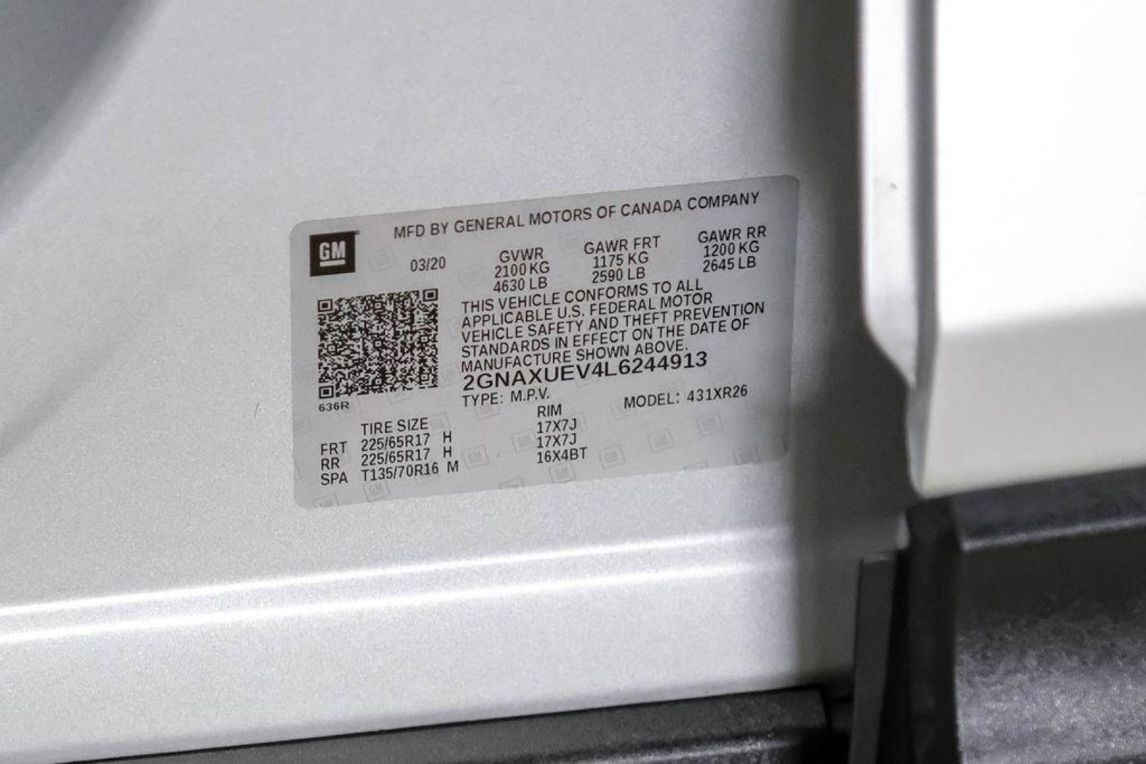 2020 Silver Ice Metallic /Jet Black Chevrolet Equinox LT (2GNAXUEV4L6) with an 1.5L DOHC engine, Automatic transmission, located at 15300 Midway Rd., Addison, TX, 75001, (972) 702-0011, 32.958321, -96.838074 - Photo#60