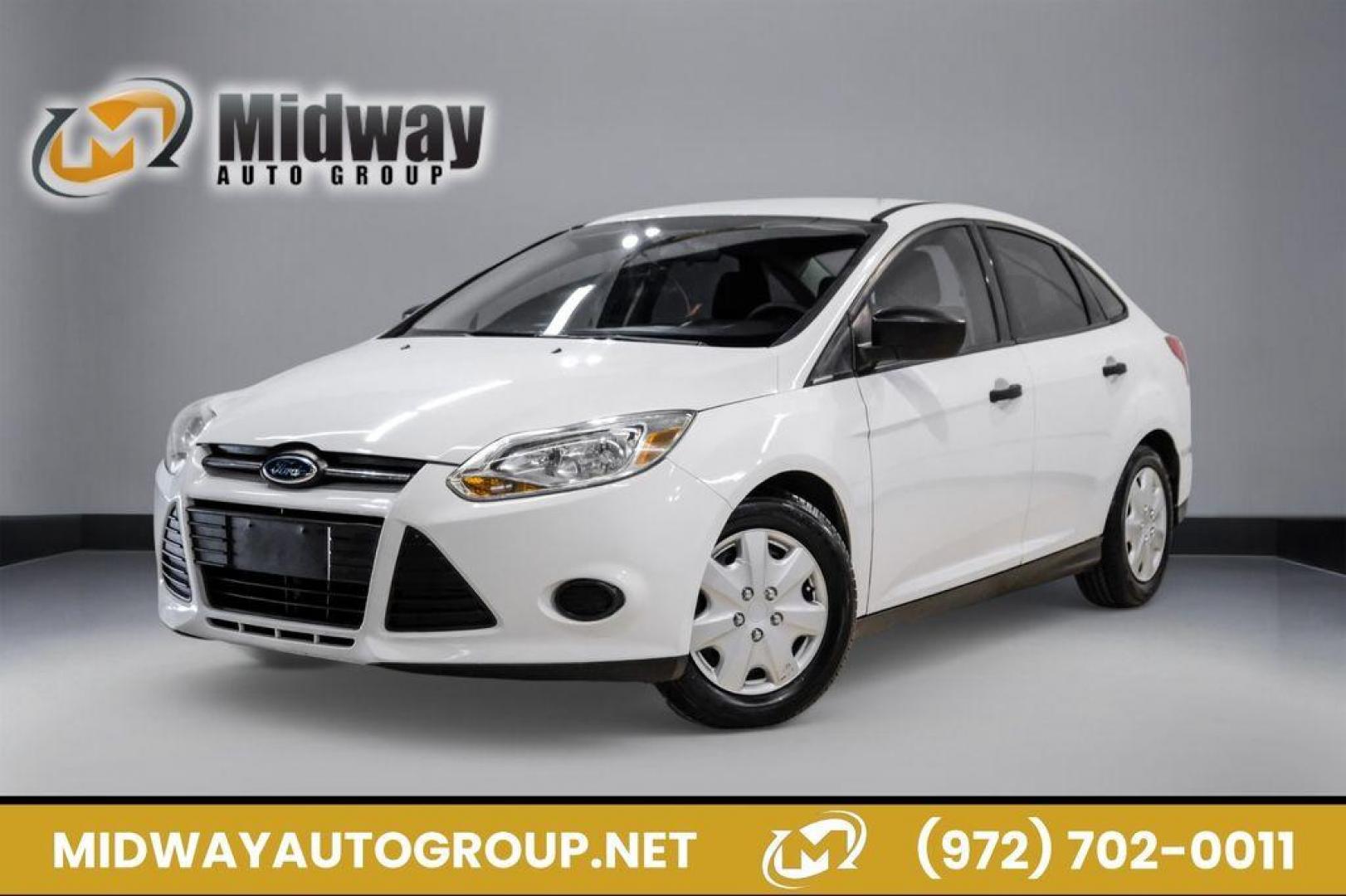 2014 Oxford White /Black Ford Focus S (1FADP3E24EL) with an 2.0L 4-Cylinder DGI Flex Fuel DOHC engine, Automatic transmission, located at 15300 Midway Rd., Addison, TX, 75001, (972) 702-0011, 32.958321, -96.838074 - Photo#0