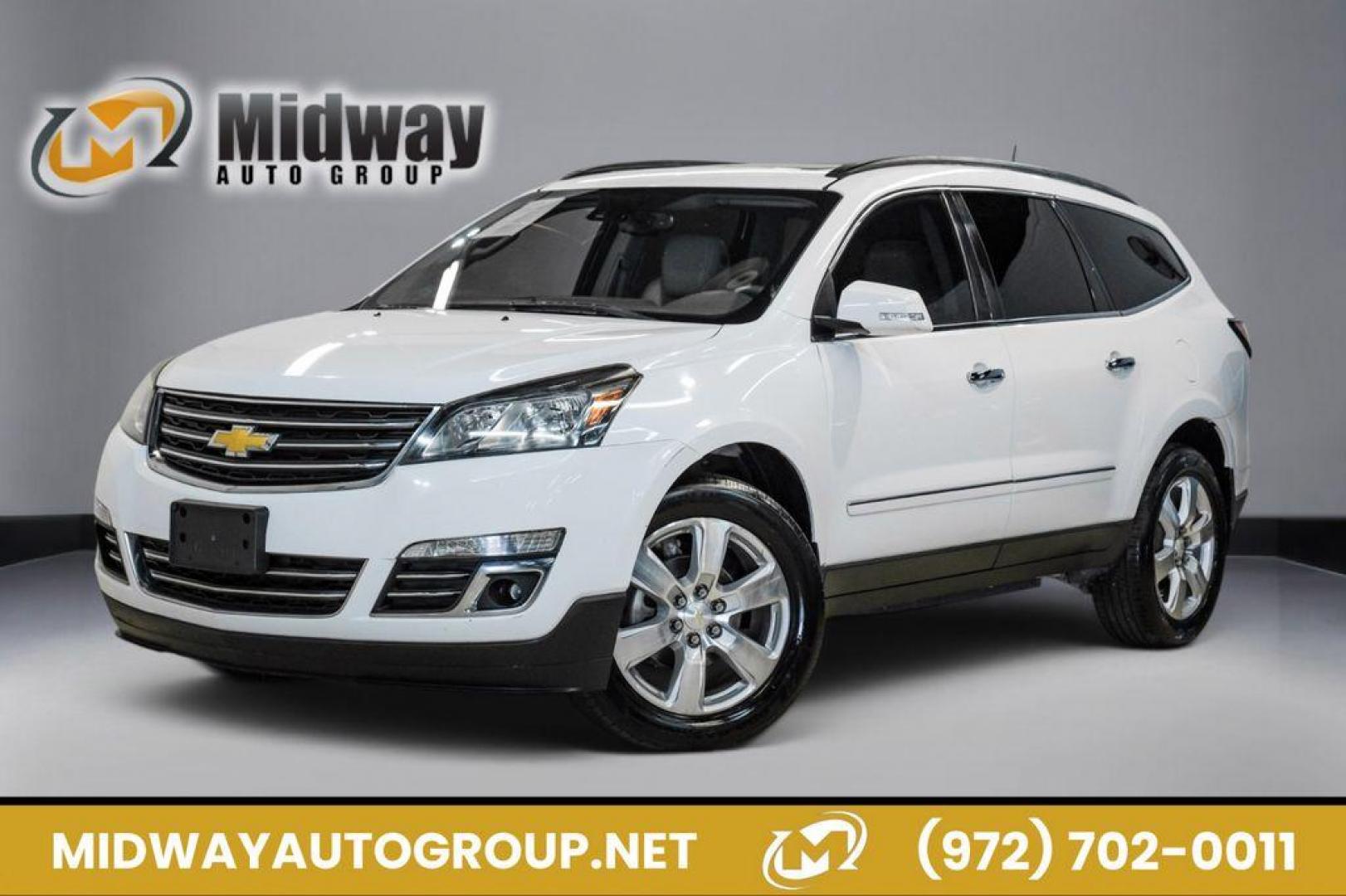 2017 Summit White /Dark Titanium/Light Titanium Chevrolet Traverse Premier (1GNKRJKD3HJ) with an 3.6L V6 SIDI engine, Automatic transmission, located at 15300 Midway Rd., Addison, TX, 75001, (972) 702-0011, 32.958321, -96.838074 - Photo#0