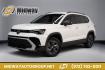 2025 Pure White /Black/White Volkswagen Taos 1.5T S (3VV5C7B2XSM) with an 1.5L I4 Turbocharged DOHC 16V LEV3-SULEV30 174hp engine, Automatic transmission, located at 15300 Midway Rd., Addison, TX, 75001, (972) 702-0011, 32.958321, -96.838074 - Photo#0