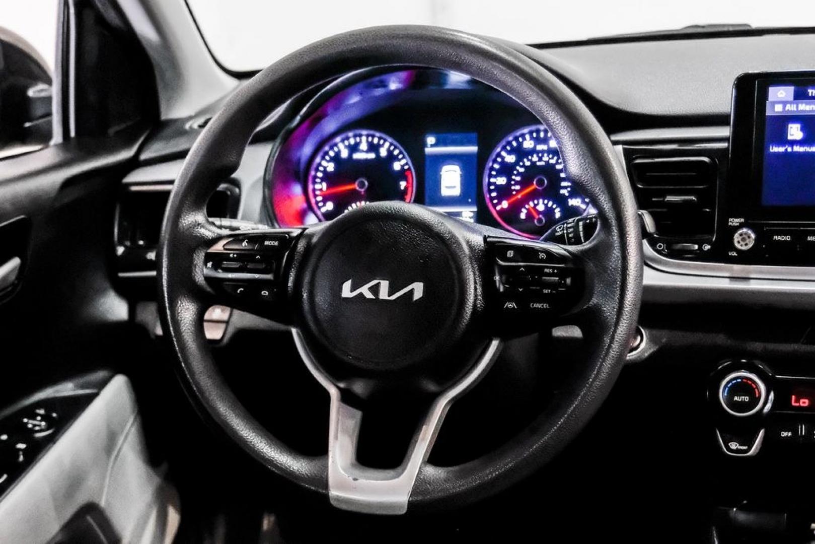 2023 Aurora Black /Gray Kia Rio S (3KPA25AD9PE) with an 1.6L 4-Cylinder engine, CVT transmission, located at 15300 Midway Rd., Addison, TX, 75001, (972) 702-0011, 32.958321, -96.838074- Photo#15
