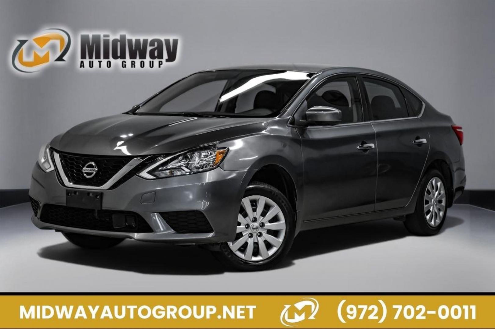 2019 Gun Metallic /Charcoal Nissan Sentra S (3N1AB7AP4KY) with an 1.8L 4-Cylinder DOHC 16V engine, CVT transmission, located at 15300 Midway Rd., Addison, TX, 75001, (972) 702-0011, 32.958321, -96.838074- Photo#0