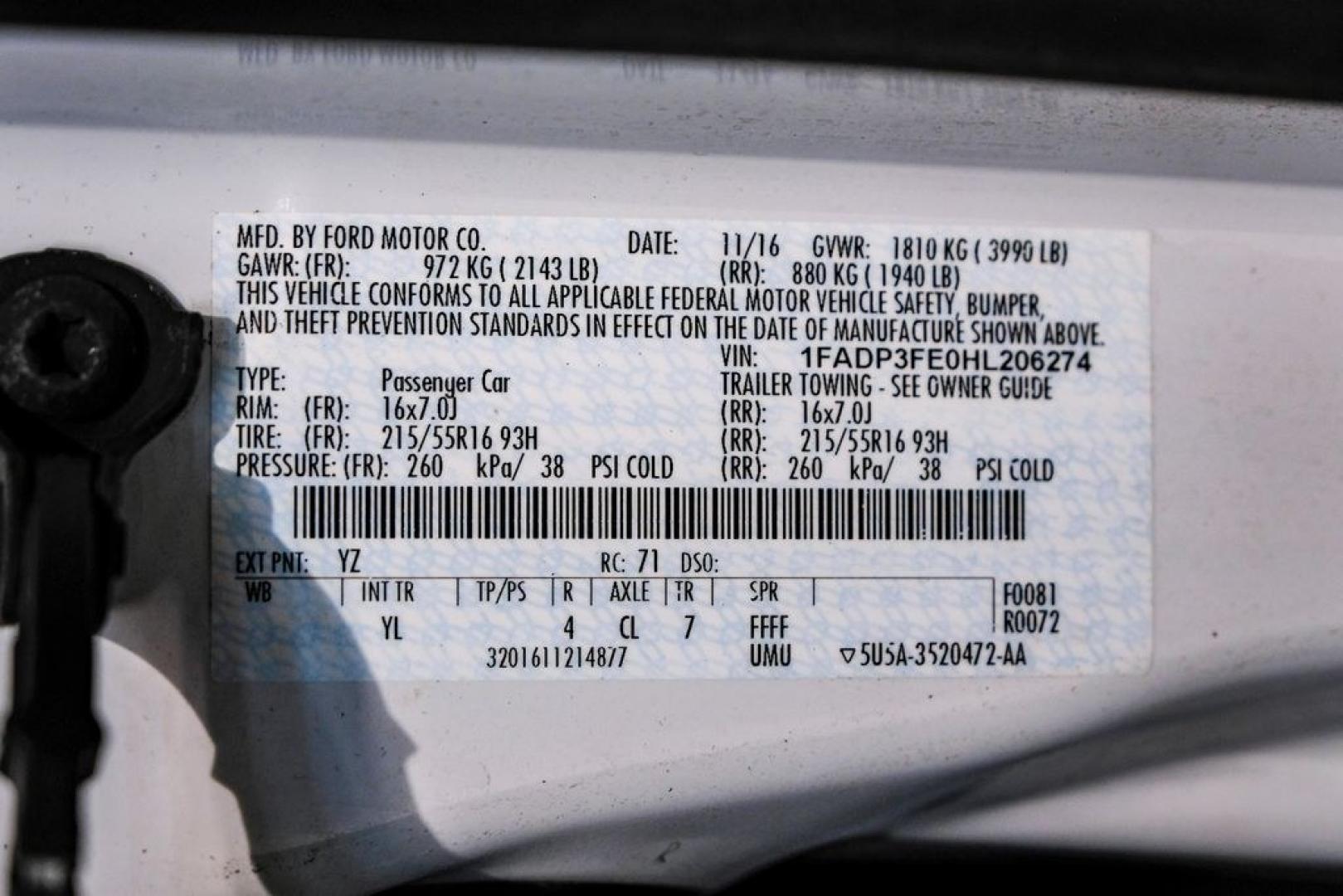 2017 Oxford White /Medium Light Stone Ford Focus SE (1FADP3FE0HL) with an EcoBoost 1.0L I3 GTDi DOHC Turbocharged VCT engine, Automatic transmission, located at 15300 Midway Rd., Addison, TX, 75001, (972) 702-0011, 32.958321, -96.838074- Photo#55
