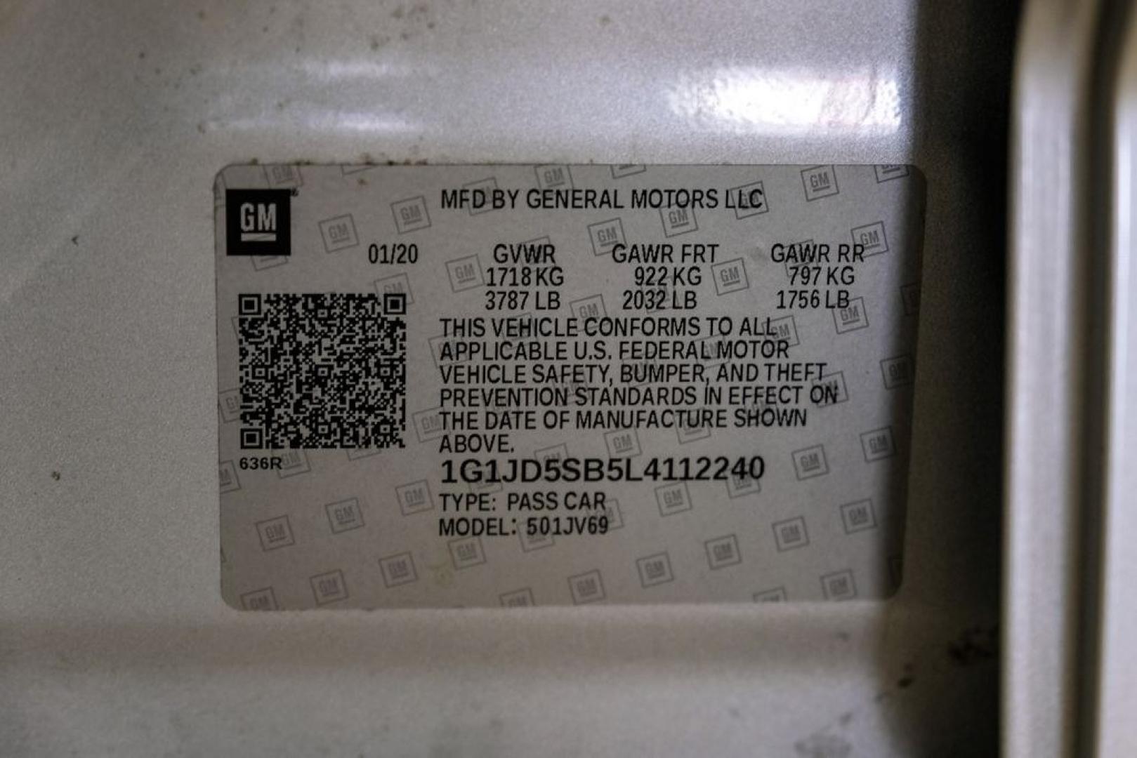 2020 Silver Ice Metallic /Jet Black/Dark Titanium Chevrolet Sonic LT (1G1JD5SB5L4) with an I4 engine, Automatic transmission, located at 15300 Midway Rd., Addison, TX, 75001, (972) 702-0011, 32.958321, -96.838074- Photo#66