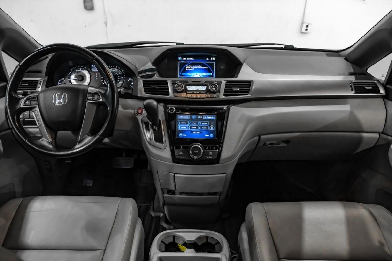 2014 Modern Steel Metallic /Beige Honda Odyssey EX-L (5FNRL5H69EB) with an 3.5L V6 SOHC i-VTEC 24V engine, Automatic transmission, located at 15300 Midway Rd., Addison, TX, 75001, (972) 702-0011, 32.958321, -96.838074- Photo#19