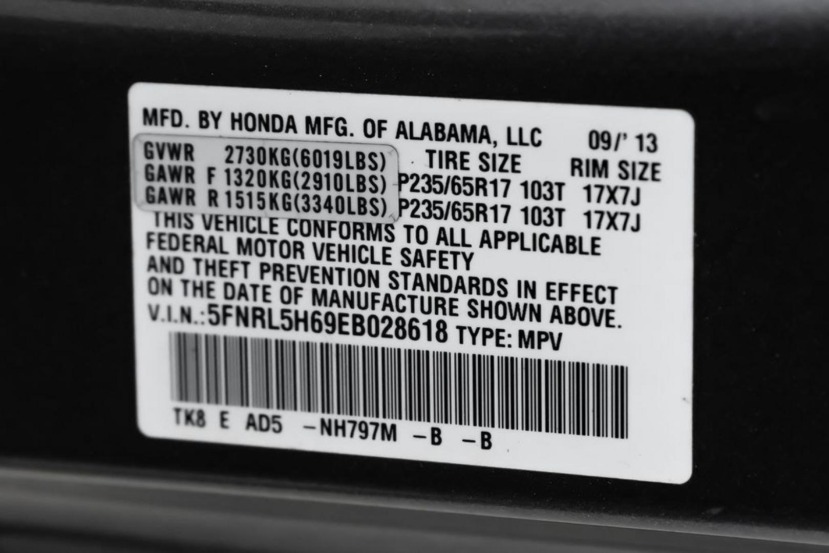 2014 Modern Steel Metallic /Beige Honda Odyssey EX-L (5FNRL5H69EB) with an 3.5L V6 SOHC i-VTEC 24V engine, Automatic transmission, located at 15300 Midway Rd., Addison, TX, 75001, (972) 702-0011, 32.958321, -96.838074- Photo#58
