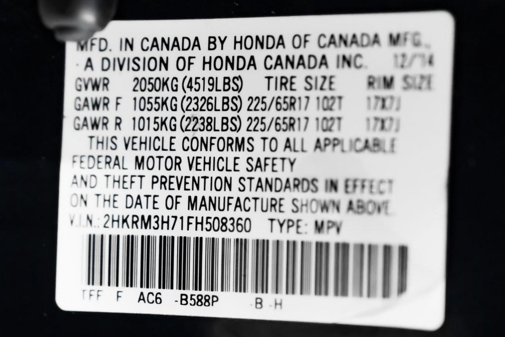 2015 Obsidian Blue Pearl /Gray Honda CR-V EX-L (2HKRM3H71FH) with an 2.4L I4 DOHC 16V i-VTEC engine, CVT transmission, located at 15300 Midway Rd., Addison, TX, 75001, (972) 702-0011, 32.958321, -96.838074- Photo#58
