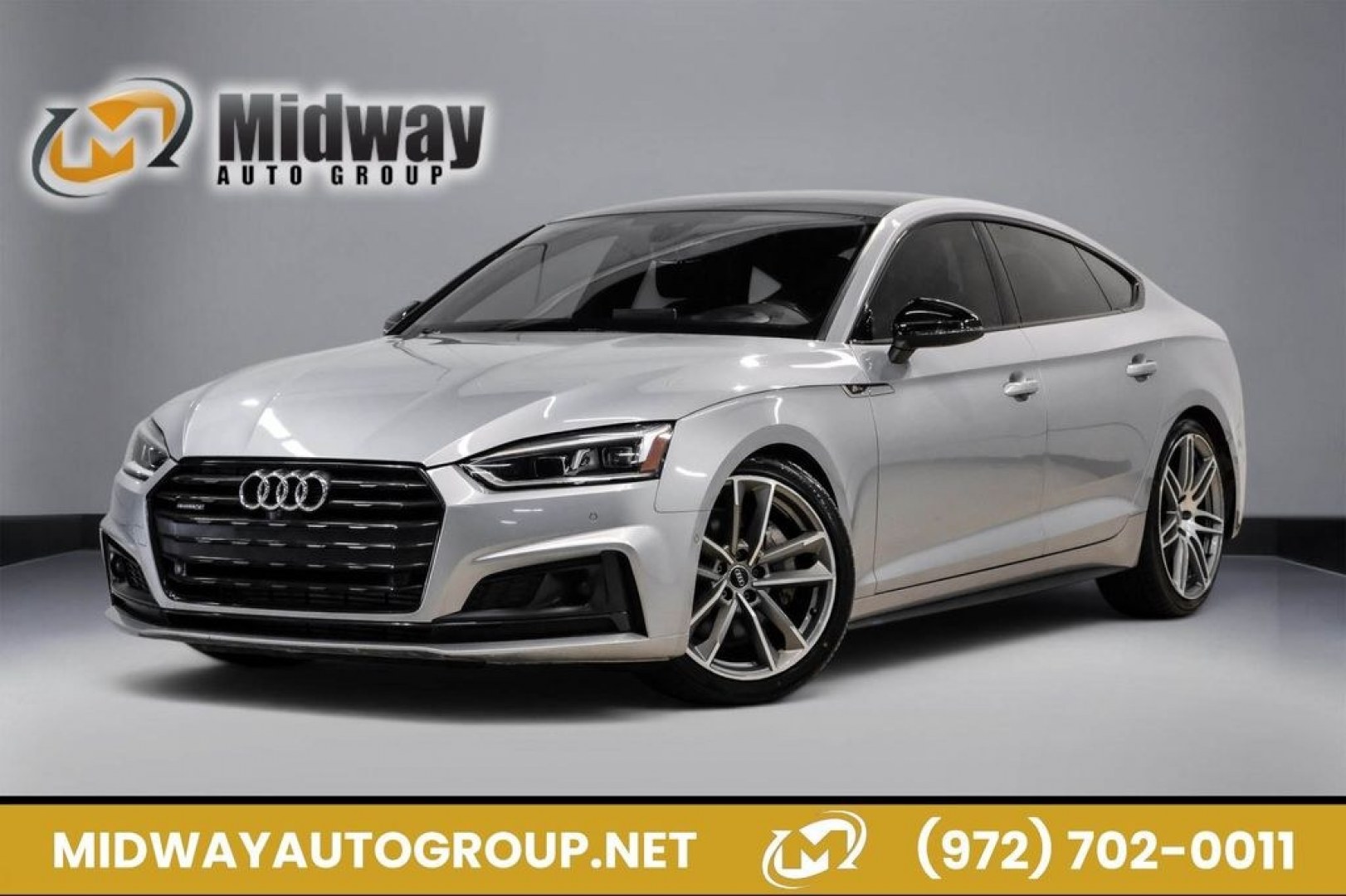 2019 Silver Metallic /Black Audi A5 Sportback Prestige (WAUFNCF55KA) with an 2.0L 4-Cylinder TFSI engine, Automatic transmission, located at 15300 Midway Rd., Addison, TX, 75001, (972) 702-0011, 32.958321, -96.838074- Photo#0