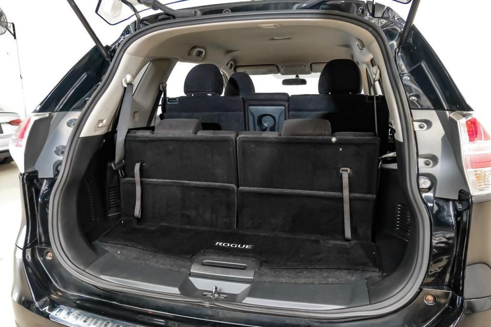 2015 Super Black /Charcoal Nissan Rogue SV (5N1AT2ML0FC) with an 2.5L I4 DOHC 16V engine, CVT transmission, located at 15300 Midway Rd., Addison, TX, 75001, (972) 702-0011, 32.958321, -96.838074- Photo#58