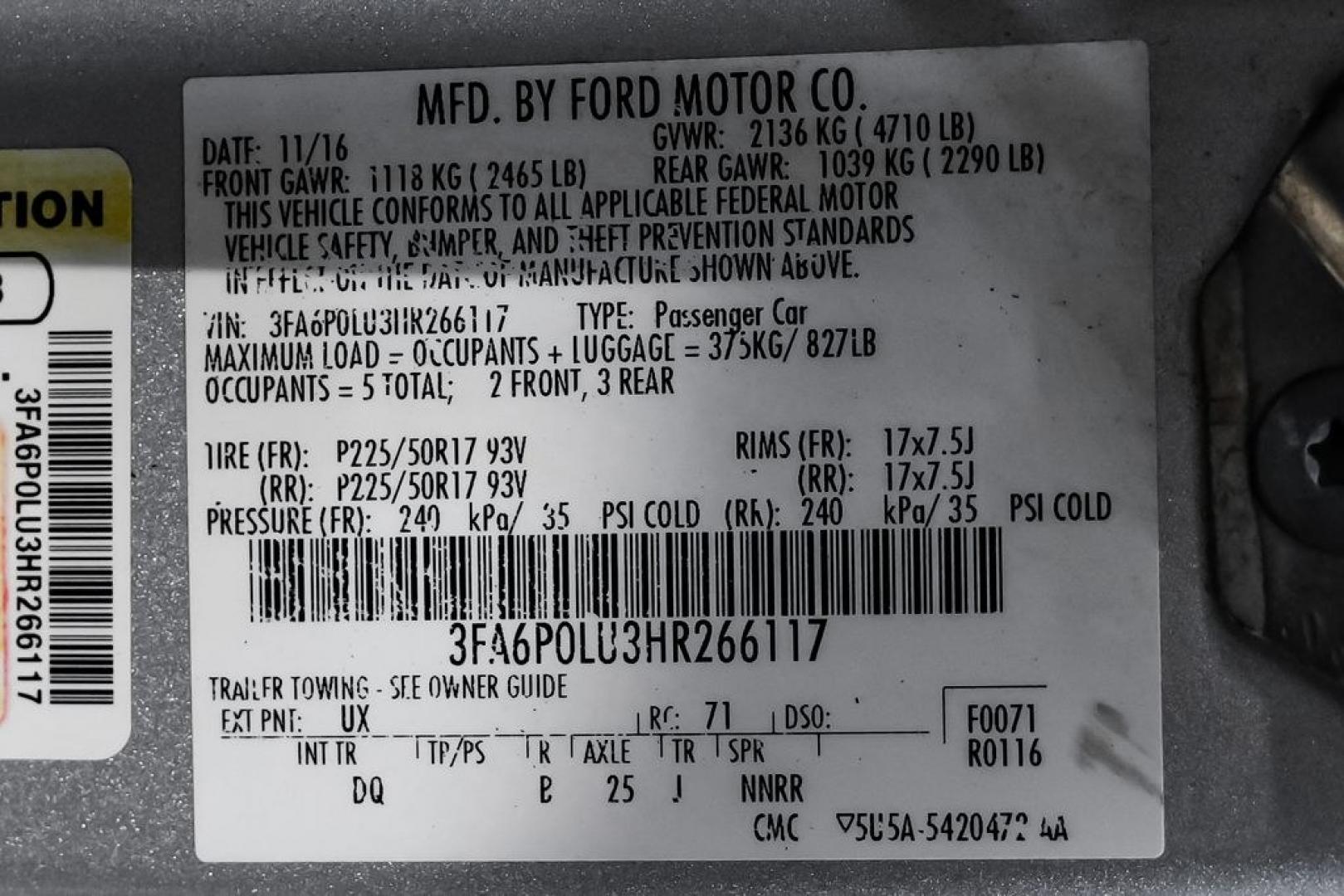 2017 Ingot Silver /Medium Light Stone Ford Fusion Hybrid SE (3FA6P0LU3HR) with an I4 Hybrid engine, CVT transmission, located at 15300 Midway Rd., Addison, TX, 75001, (972) 702-0011, 32.958321, -96.838074- Photo#55