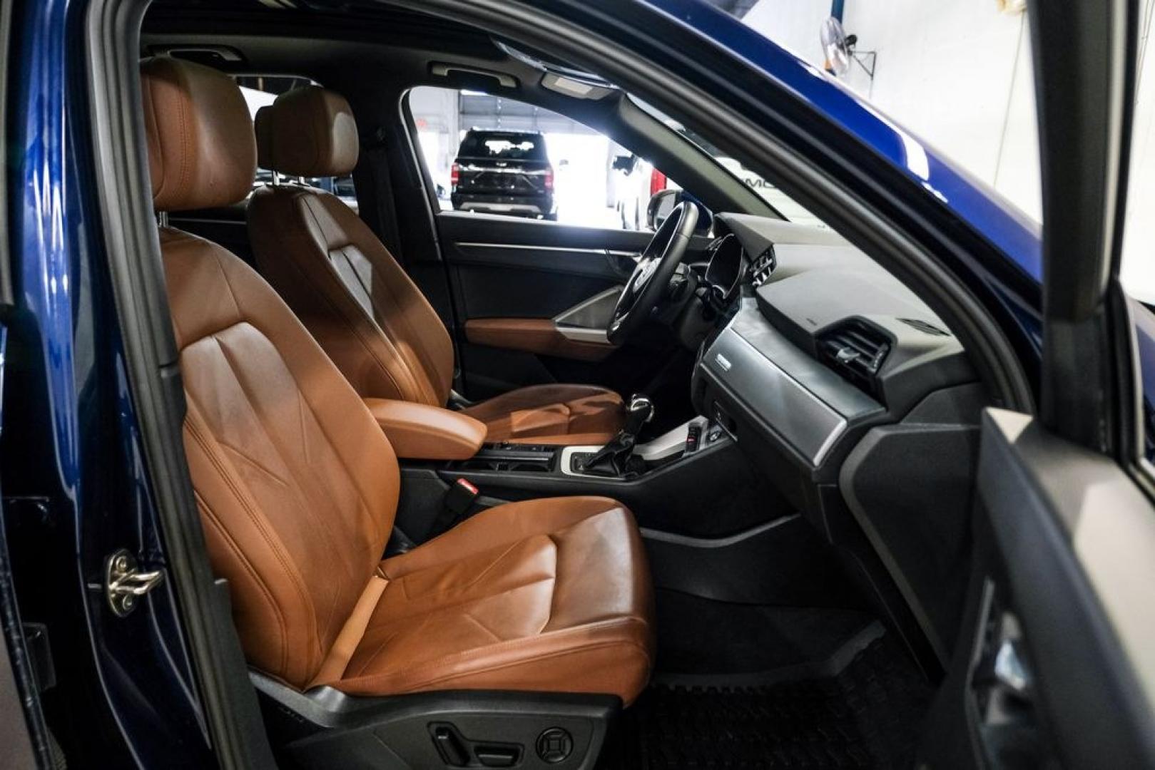 2022 Navarra Blue Metallic /Okapi Brown Audi Q3 Premium (WA1DECF31N1) with an 2.0L 4-Cylinder TFSI engine, Automatic transmission, located at 15300 Midway Rd., Addison, TX, 75001, (972) 702-0011, 32.958321, -96.838074- Photo#28