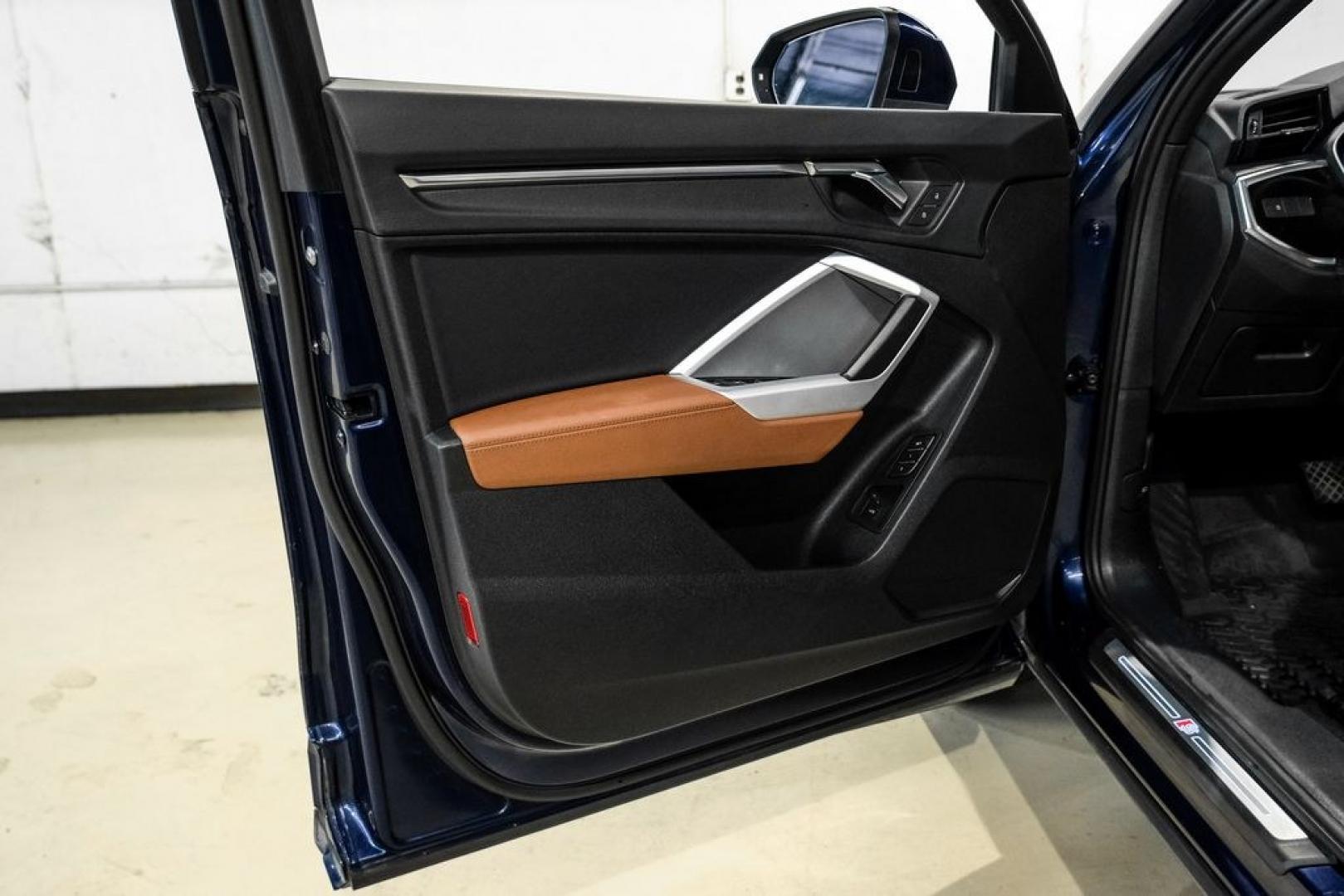 2022 Navarra Blue Metallic /Okapi Brown Audi Q3 Premium (WA1DECF31N1) with an 2.0L 4-Cylinder TFSI engine, Automatic transmission, located at 15300 Midway Rd., Addison, TX, 75001, (972) 702-0011, 32.958321, -96.838074- Photo#36