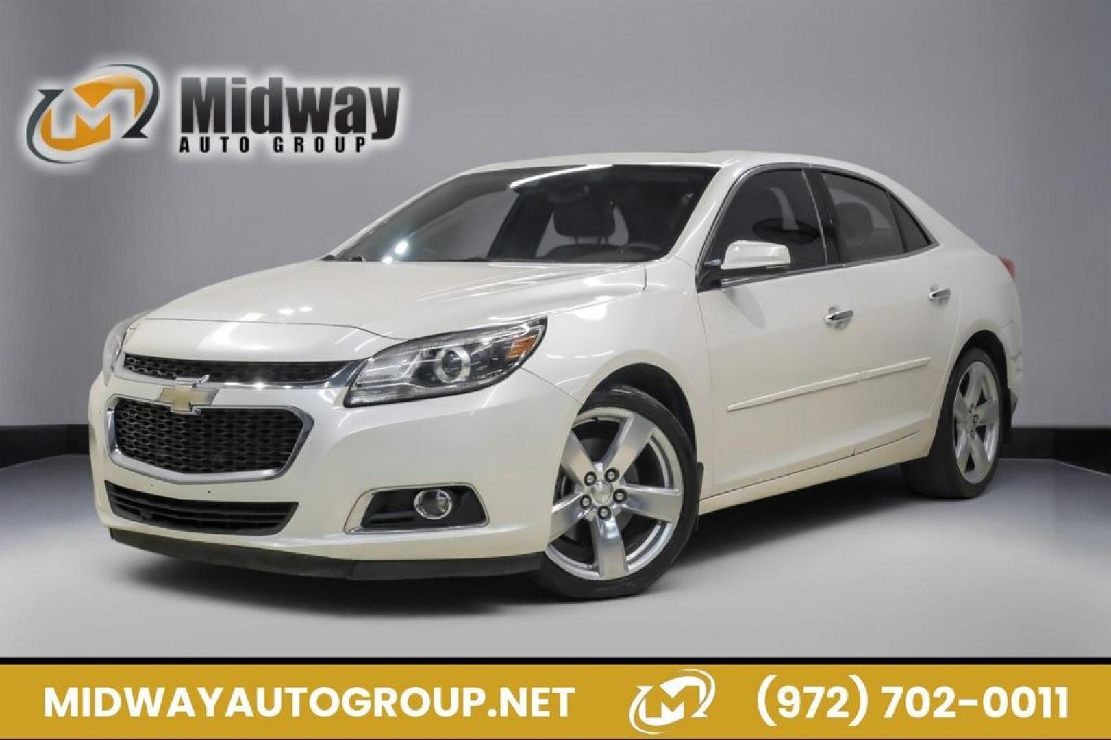 2014 White Diamond Clearcoat /Jet Black/Brownstone Chevrolet Malibu LTZ (1G11J5SX5EF) with an 2.0L 4-Cylinder DGI DOHC VVT Turbocharged engine, Automatic transmission, located at 15300 Midway Rd., Addison, TX, 75001, (972) 702-0011, 32.958321, -96.838074- Photo#0
