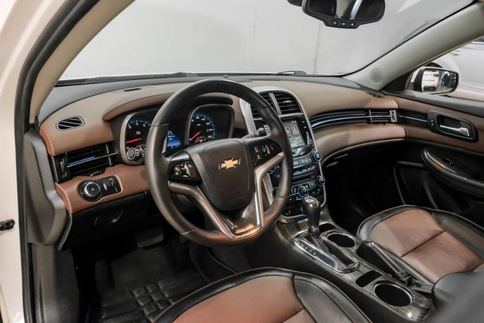 2014 White Diamond Clearcoat /Jet Black/Brownstone Chevrolet Malibu LTZ (1G11J5SX5EF) with an 2.0L 4-Cylinder DGI DOHC VVT Turbocharged engine, Automatic transmission, located at 15300 Midway Rd., Addison, TX, 75001, (972) 702-0011, 32.958321, -96.838074- Photo#2