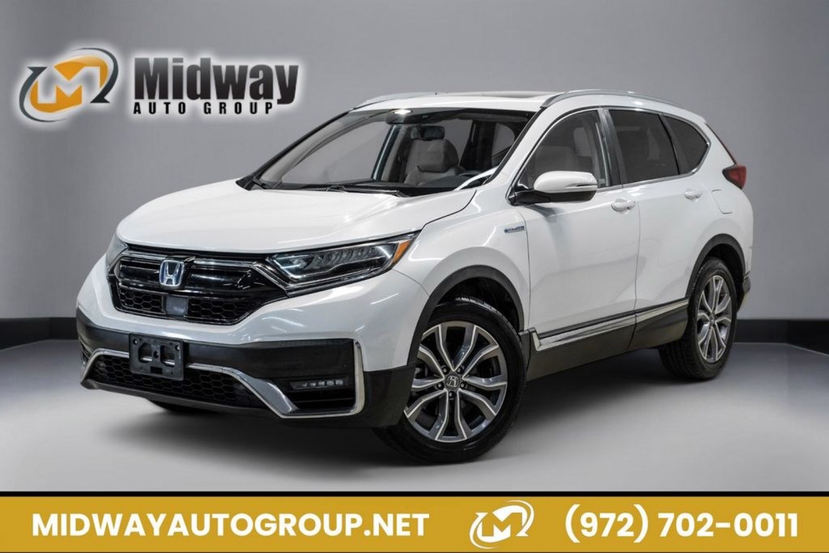 2021 Platinum White Pearl /Ivory Honda CR-V Hybrid Touring (7FART6H9XME) with an 2.0L I4 DOHC 16V engine, CVT transmission, located at 15300 Midway Rd., Addison, TX, 75001, (972) 702-0011, 32.958321, -96.838074- Photo#0