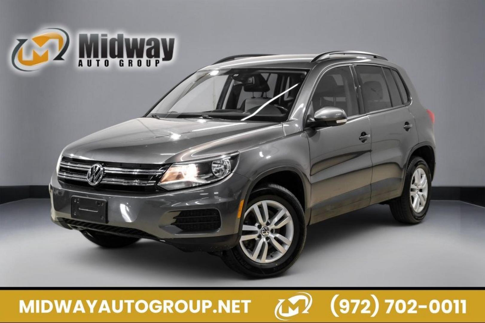 2016 Pepper / Gray /Two-Tone Beige/Black Volkswagen Tiguan S (WVGBV7AX0GW) with an 2.0L 4-Cylinder Turbocharged engine, Automatic transmission, located at 15300 Midway Rd., Addison, TX, 75001, (972) 702-0011, 32.958321, -96.838074- Photo#0