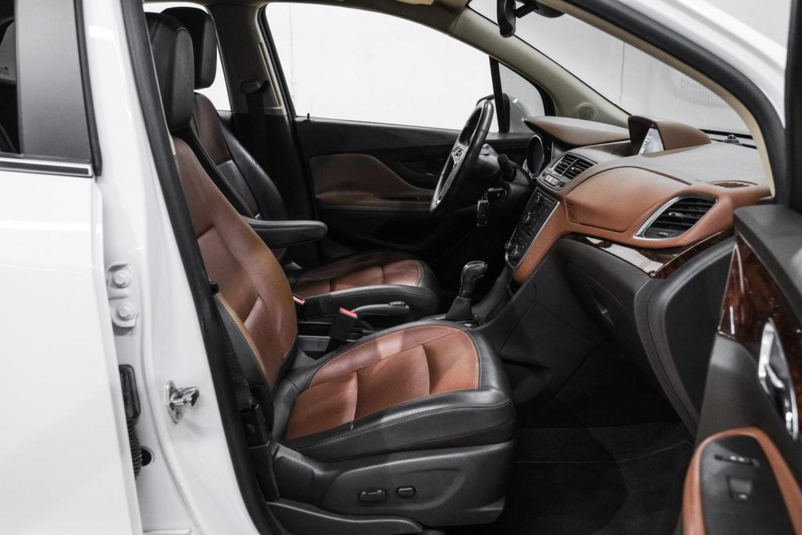 2016 Summit White /Saddle Buick Encore Leather (KL4CJCSBXGB) with an ECOTEC 1.4L I4 SMPI DOHC Turbocharged VVT engine, Automatic transmission, located at 15300 Midway Rd., Addison, TX, 75001, (972) 702-0011, 32.958321, -96.838074- Photo#35